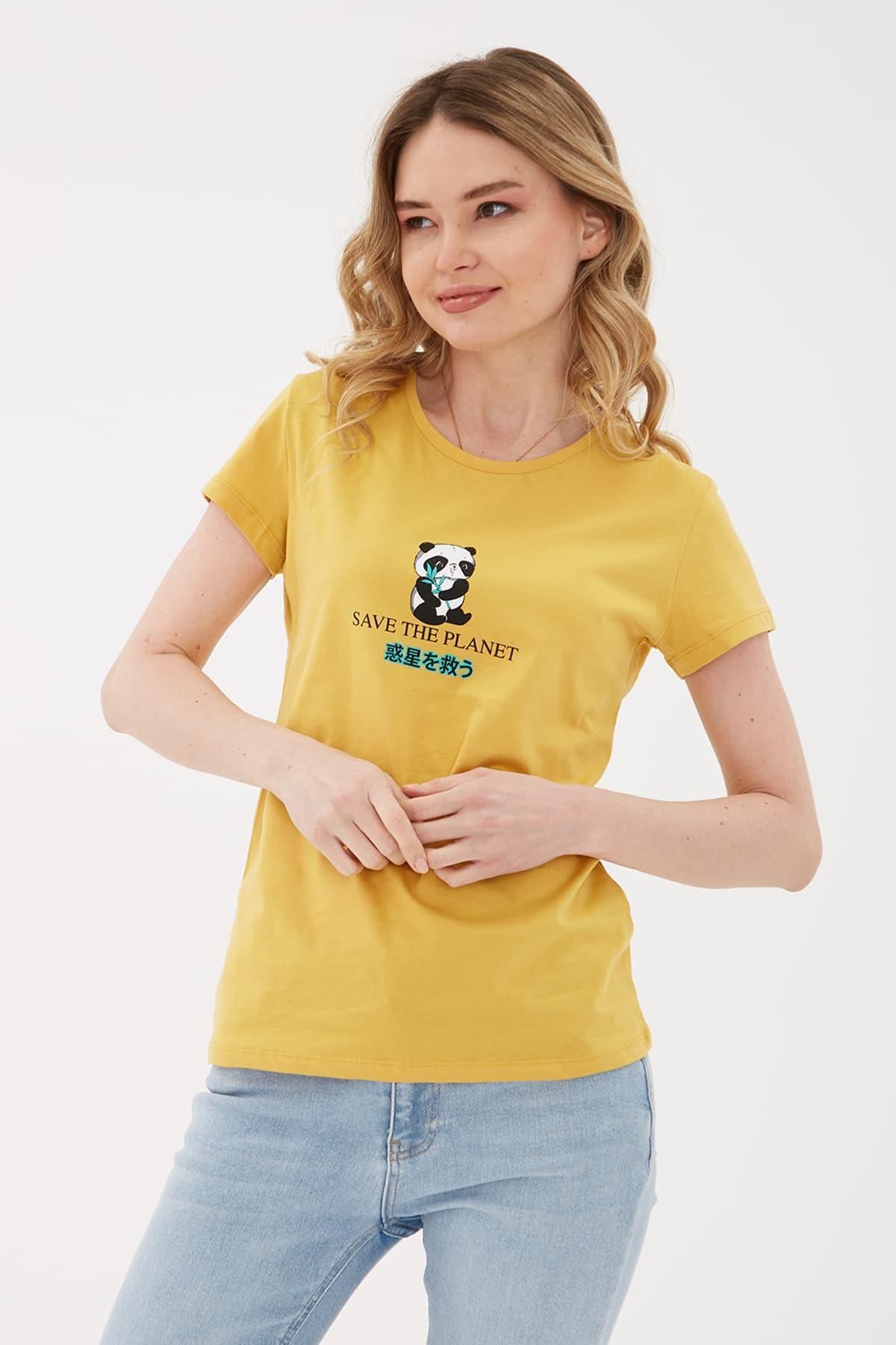 Fashion Friends Baskılı T-shirt Hardal / Mustard