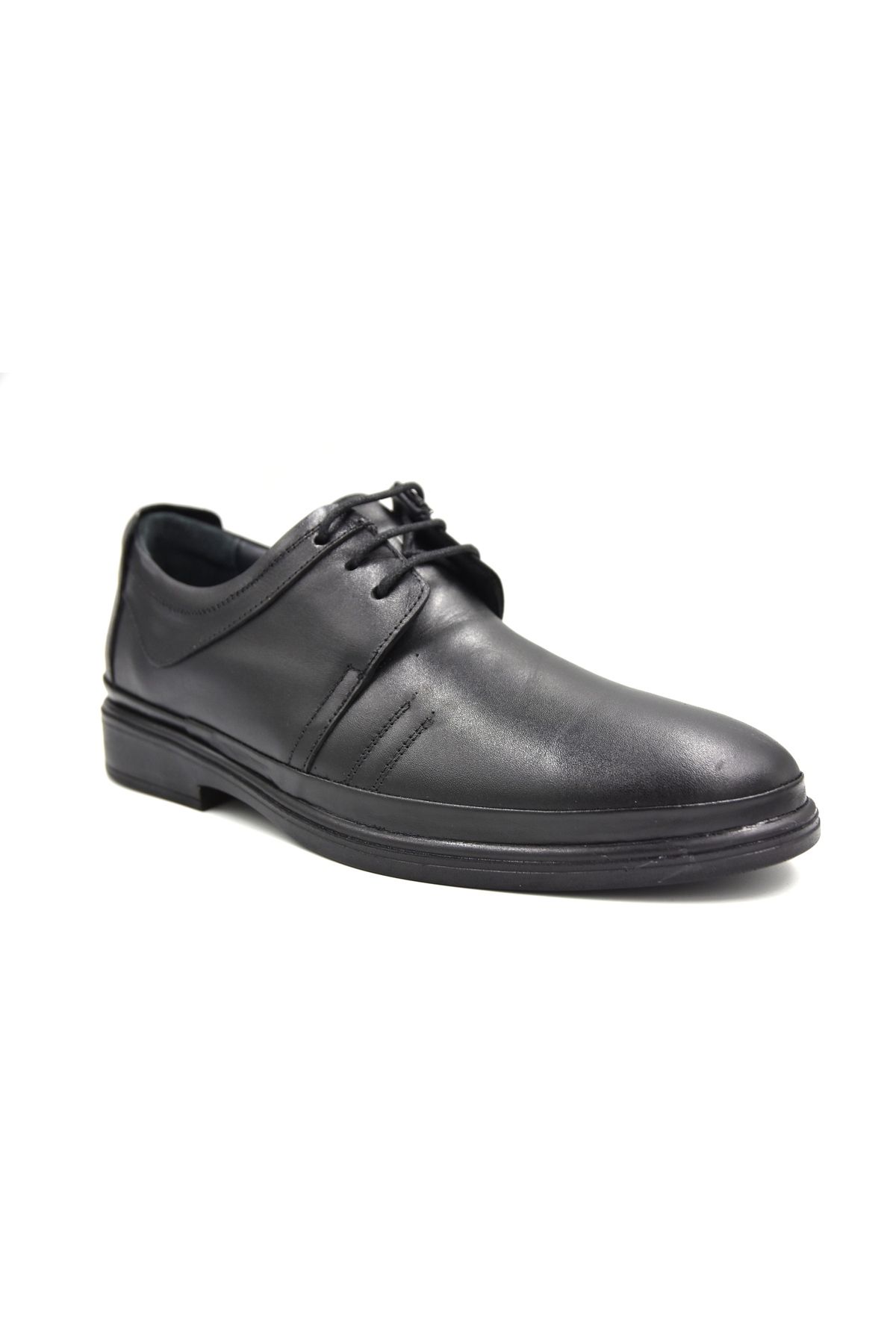 Prego Içi Dışı Hakiki Deri Poli Hafif Taban Bağcıklı Günlük Erkek Comfort Ayakkabı Siyah