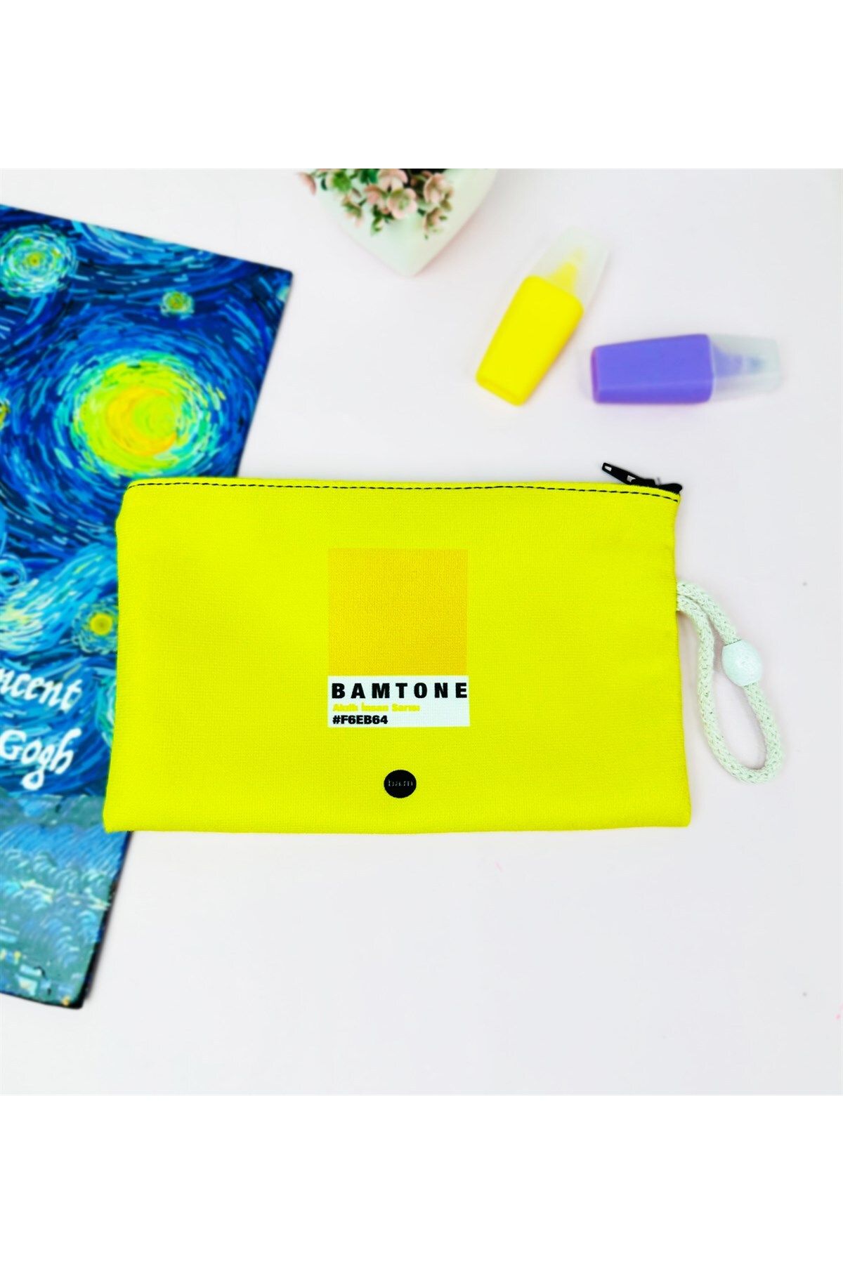 Gift Moda Bam Tone Akıllı Insan Sarısı Tasarımlı Bez Kalemlik Cüzdan