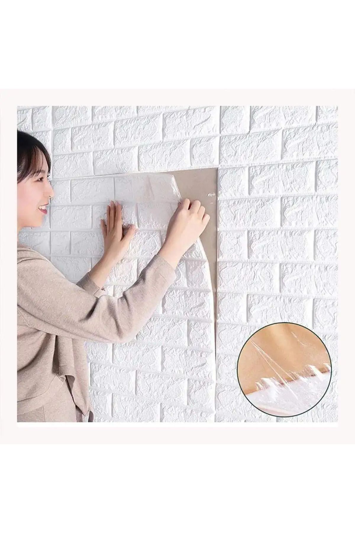 Renkli Duvarlar Wonderful Kendinden Yapışkanlı Duvar Kağıdı Esnek Köpük Paneli 3d Boyutlu Tuğla Desen Beyaz