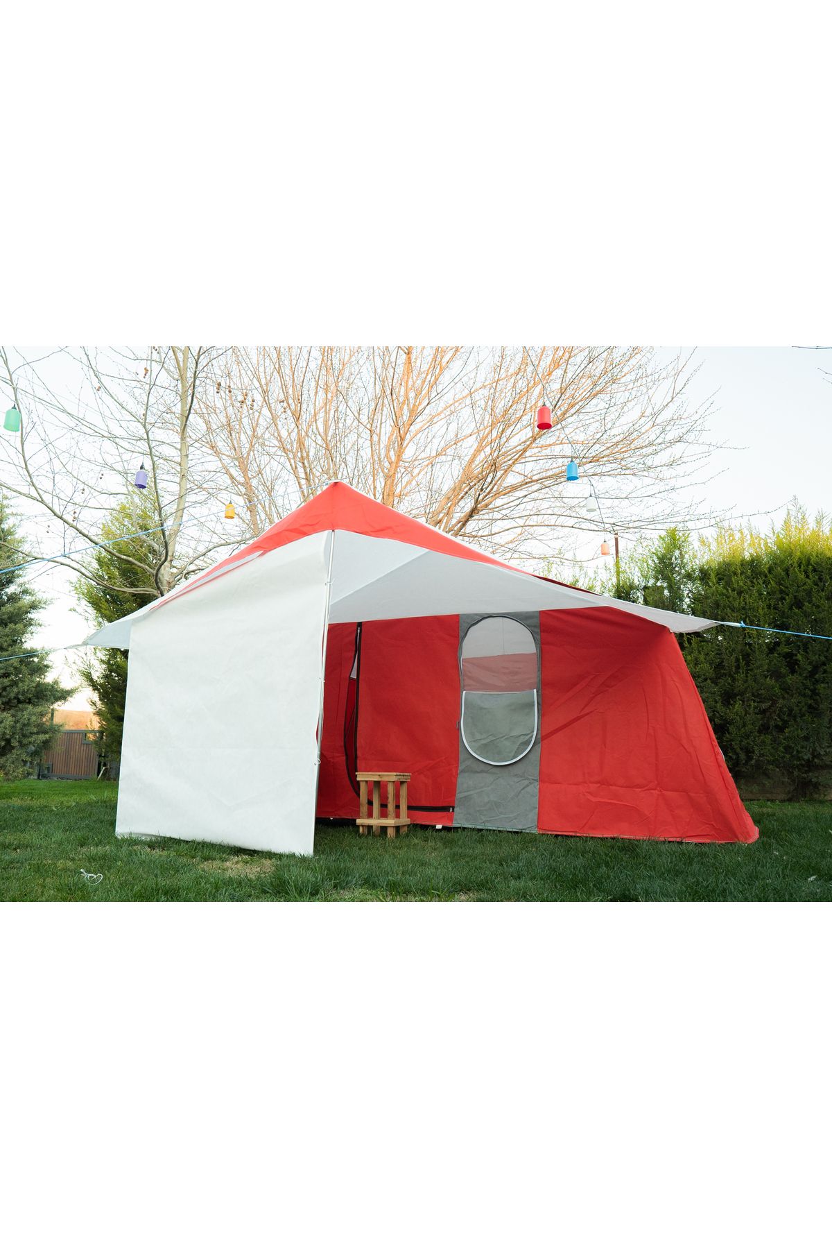 Tunç Çadır İki Oda Bir Salon Kamp Çadırı Kırmızı