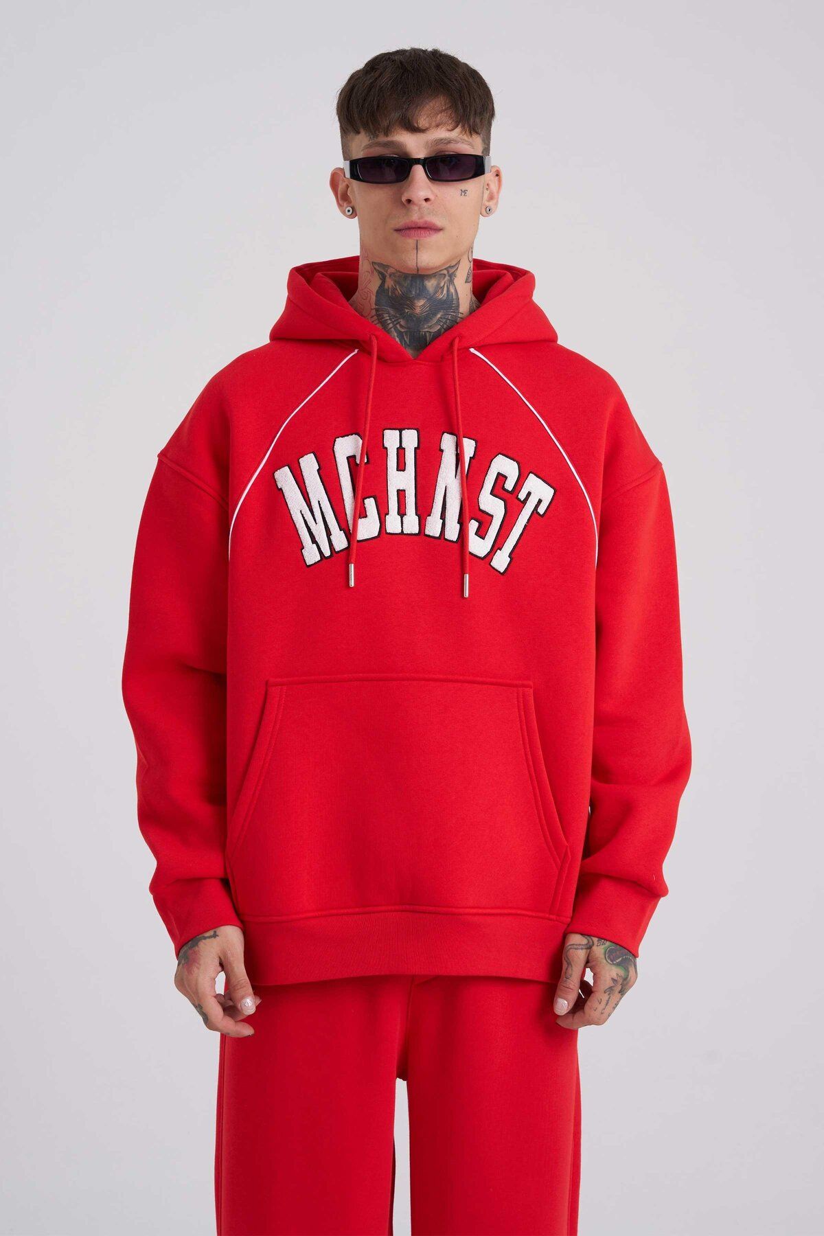 Machinist Erkek MCHNST Nakışlı Oversize Kırmızı Sweatshirt