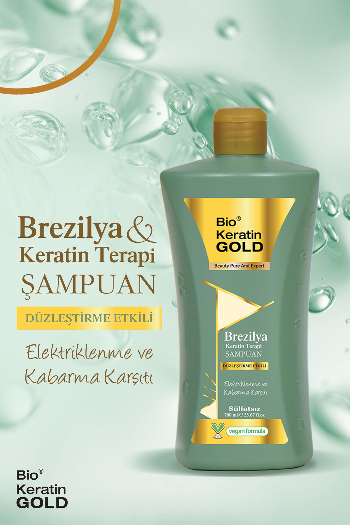 Bio Keratin Gold Brezilya & Keratin Terapi Düzleştirme Etkili Sülfatsız Şampuan 700 ml