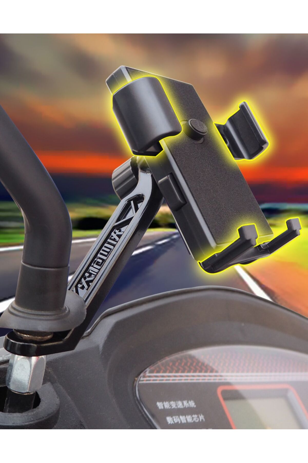 MATECHNO Dikiz Ayna Bağlantılı Otomatik Motosiklet ve Motor Telefon Tutucu Motorsiklet Telefon Tutacağı