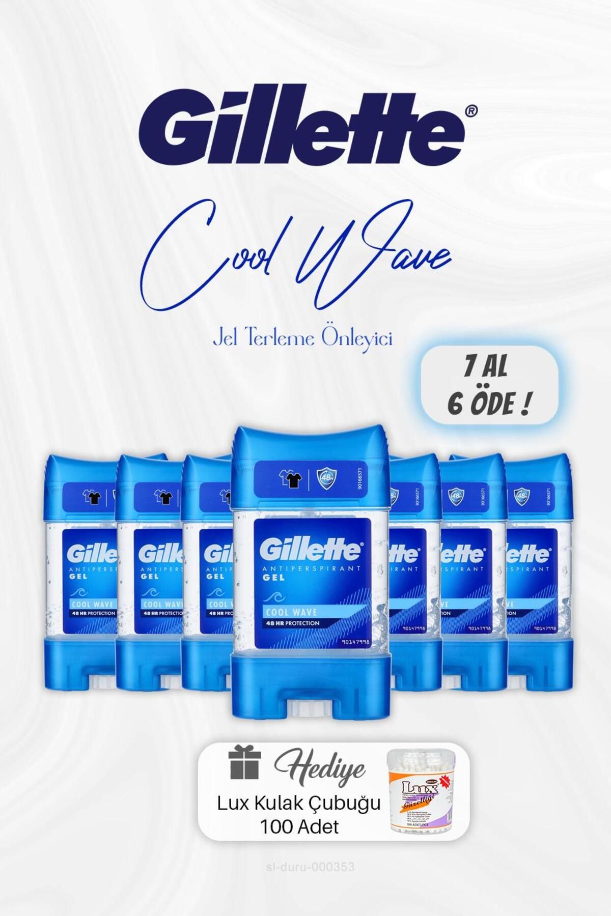 Gillette 7 AL 6 ÖDE Gillette Jel Cool Wave Terleme Önleyici 70 ml, Kulak Çubuğu Hediyeli