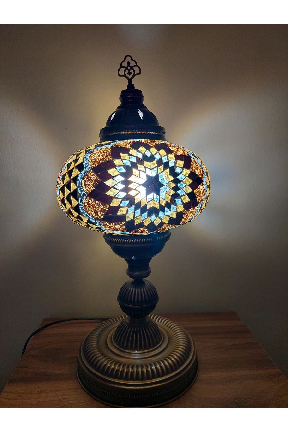 NiceandBonita Büyük Boy Mozaik  Abajur, Türk Lambası El Yapımı, 57 cm