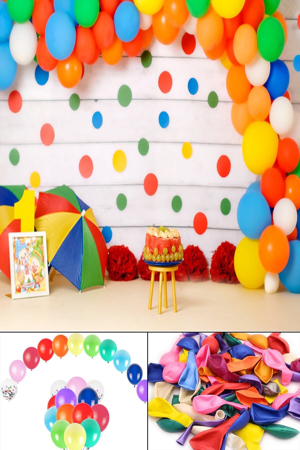 Parti Dolabı 23 Nisan Çocuk Bayramı Renkli 50li Balon Zincir Ve Yapıştırma Seti Ilkbahar Gökkuşağı Süsleme Seti