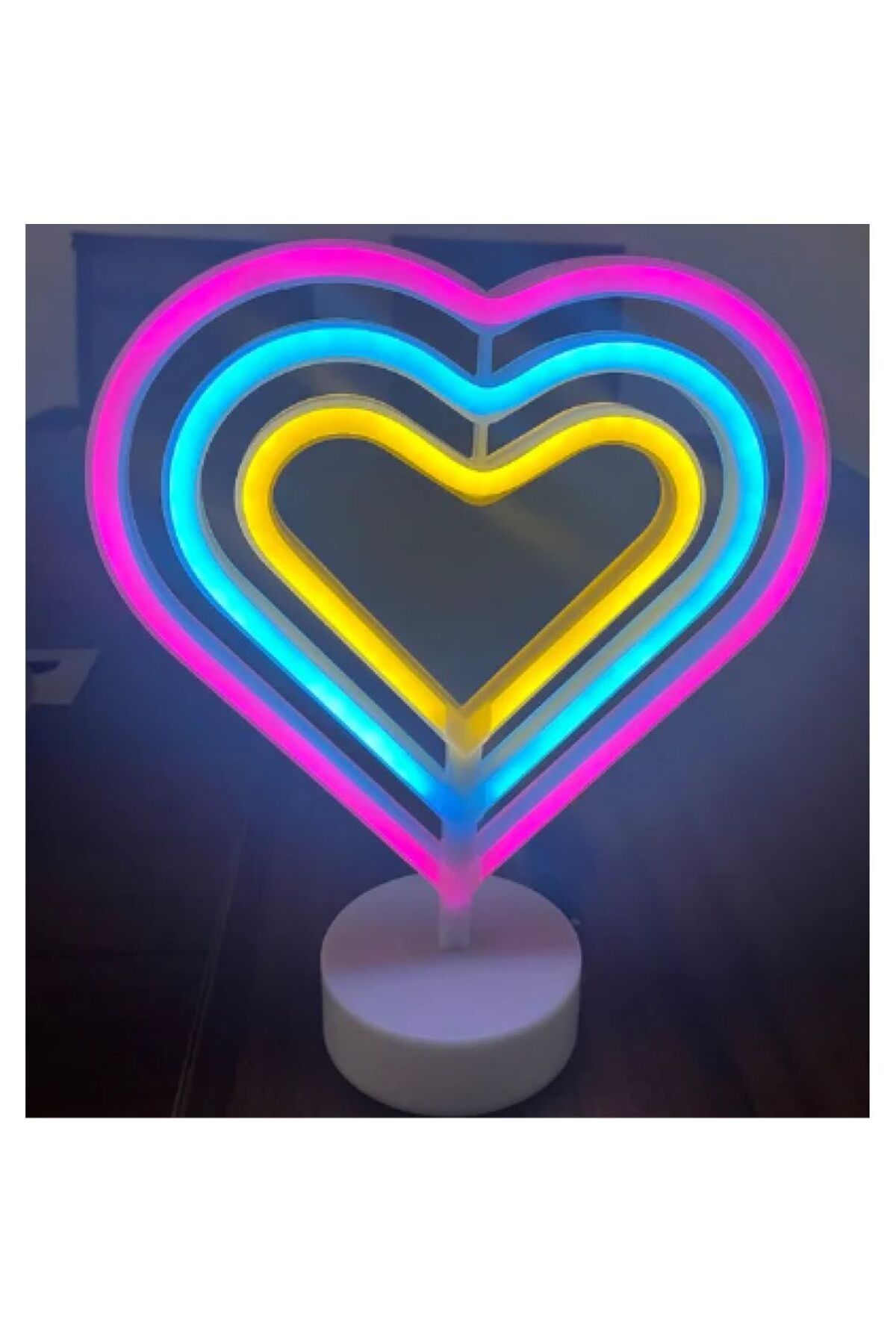 Skygo Neon Işıklı Kalp Masa Gece Lambası Pil ve Usb MZ6200-258