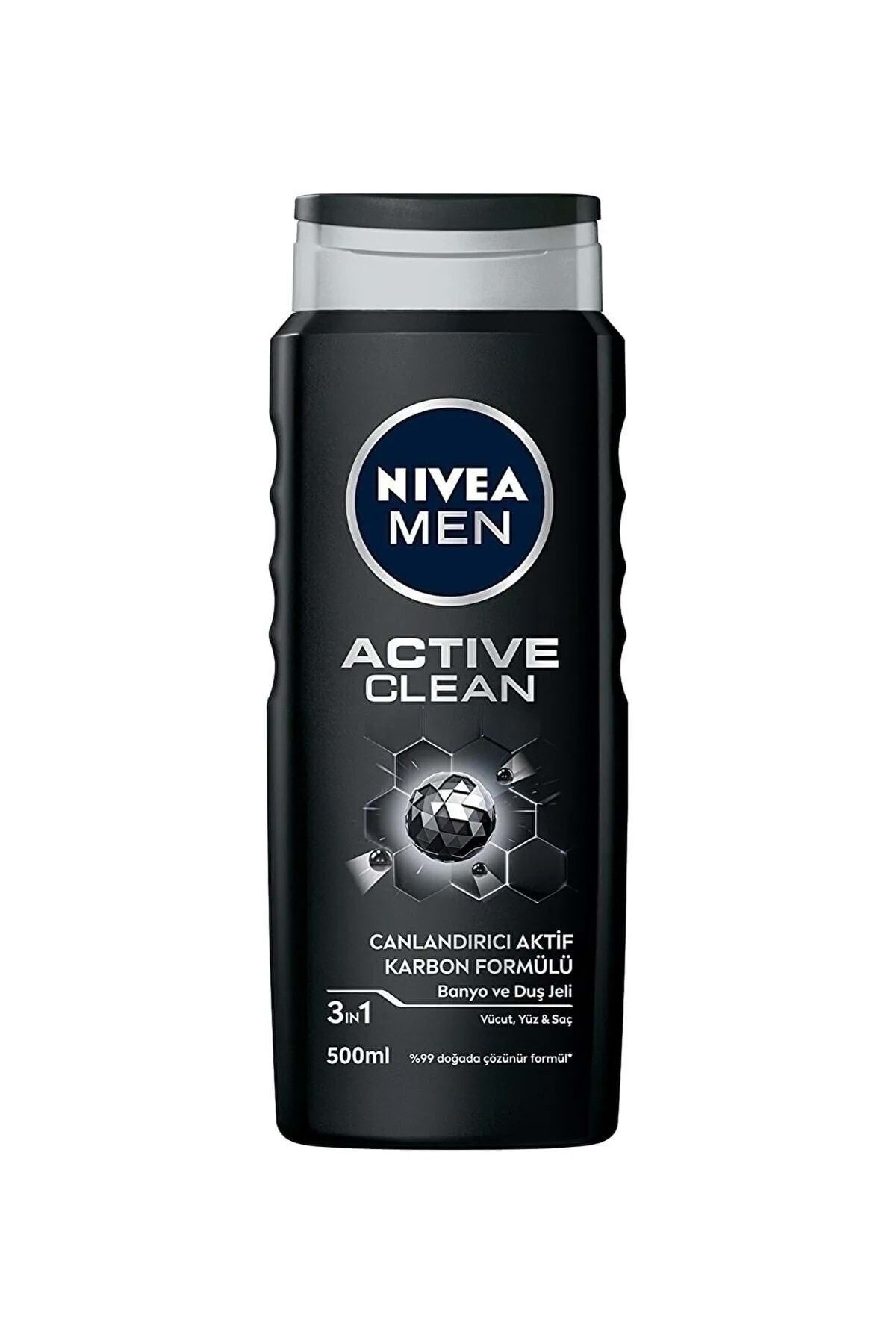 NIVEA Men Active Clean Duş Jeli-vücut-yüz Ve Saç Şampuanı 500 ml