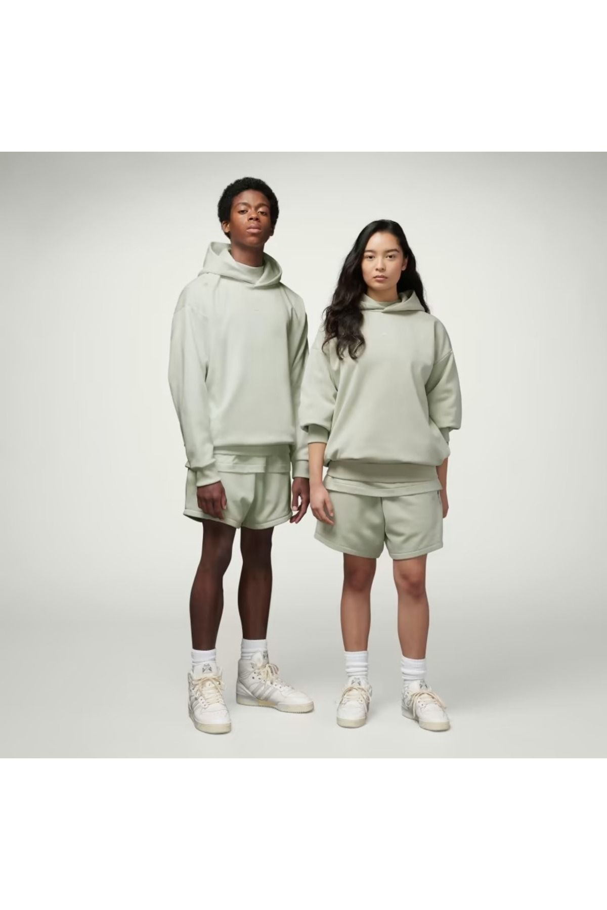 adidas basketbol unisex  bol kesim yeşil kapüşonlu polarlı hoodie sweatsirt ia3437