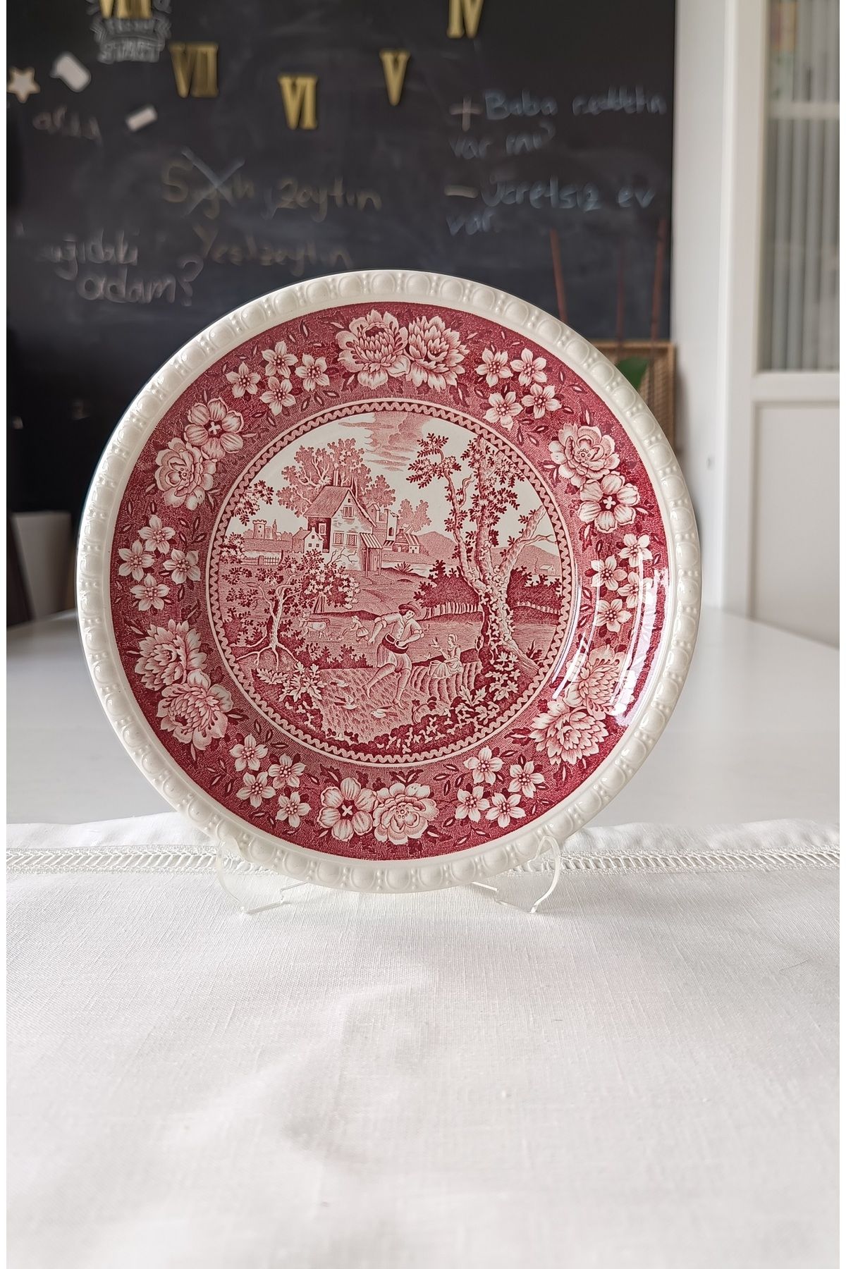 ABBETC Nurantik Rusticana Antika Porselen Pasta Tabağı 21 cm