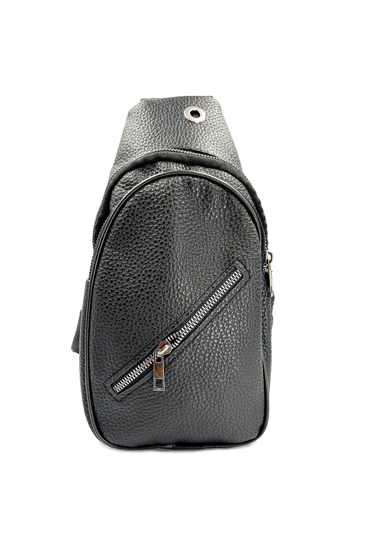 Onouqo 30 * 18 cm - Üç Gözlü - Siyah Renk - Günlük - Unisex Deri Body Bag Çanta