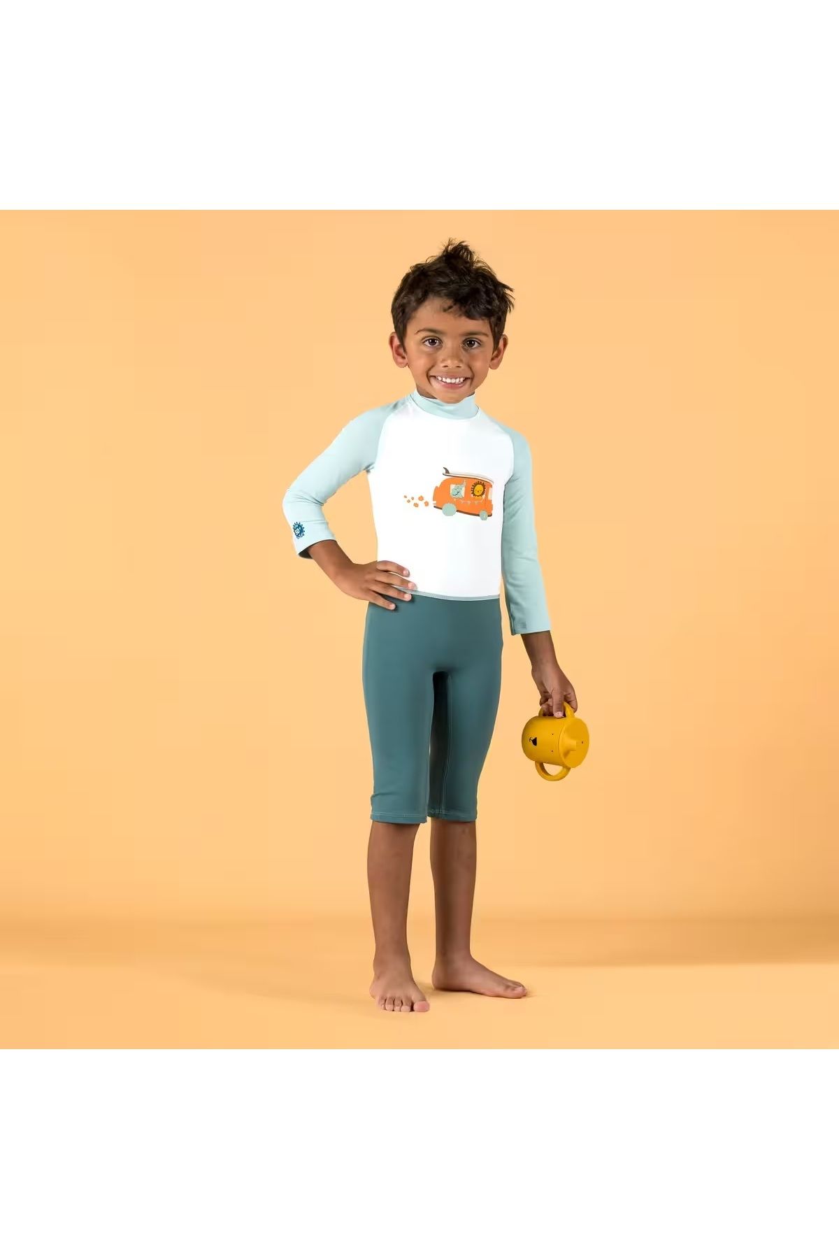 Decathlon Bebek Çocuk UV Korumalı Uzun Kollu Wetsuit Çıtçıtlı tahriş yapmaz Çabuk Kurur Kum Tutmaz