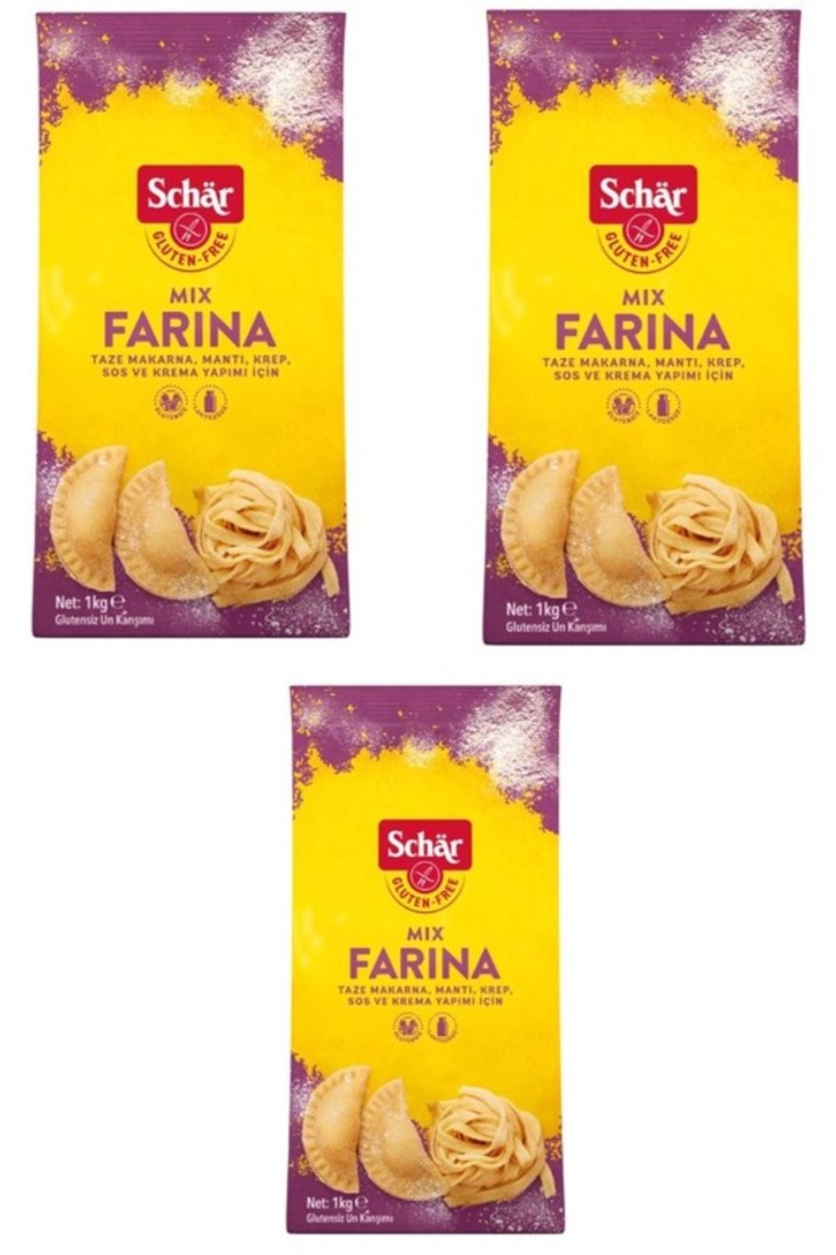 Schar Mix Farina Glutensiz 1000G Makarna Erişte Mantı Unu 3 Adet