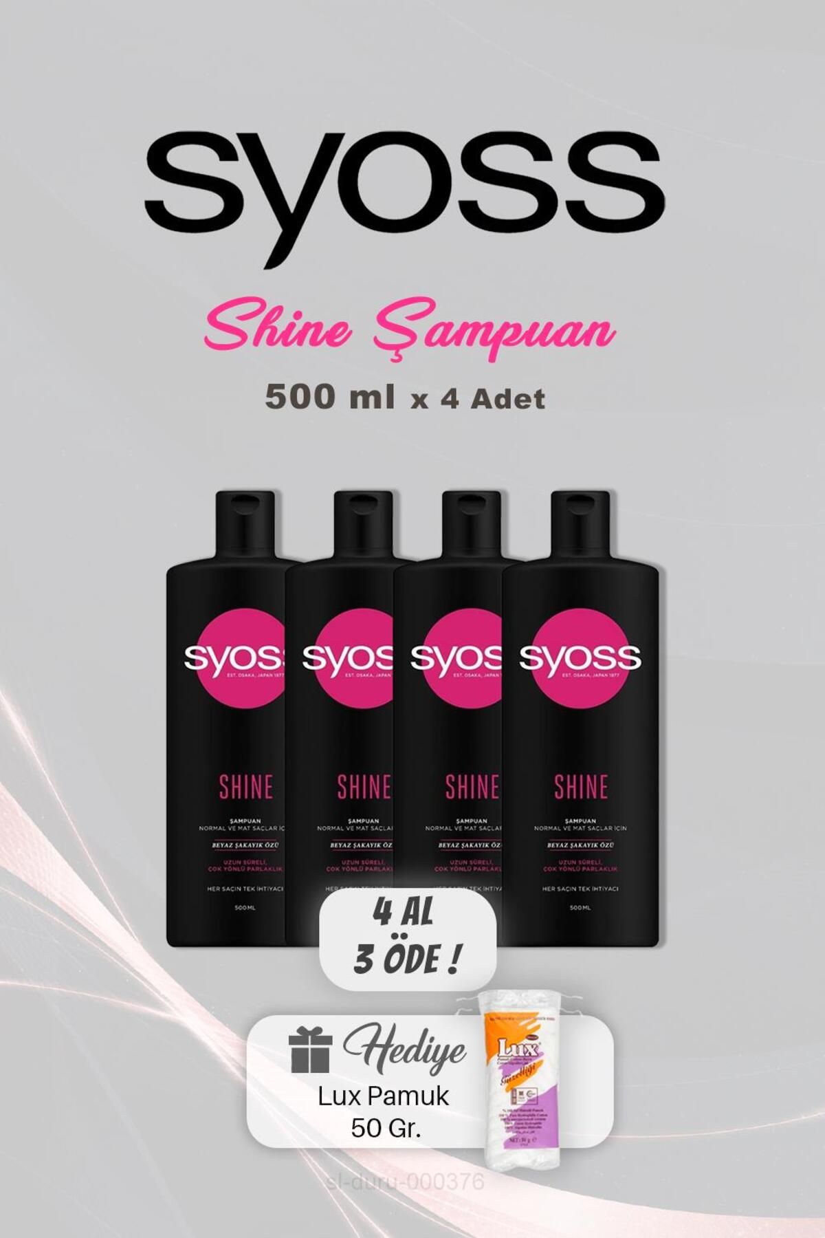 Syoss 4 AL 3 ÖDE Syoss Şampuan Shine 500 ml, Pamuk Hediyeli