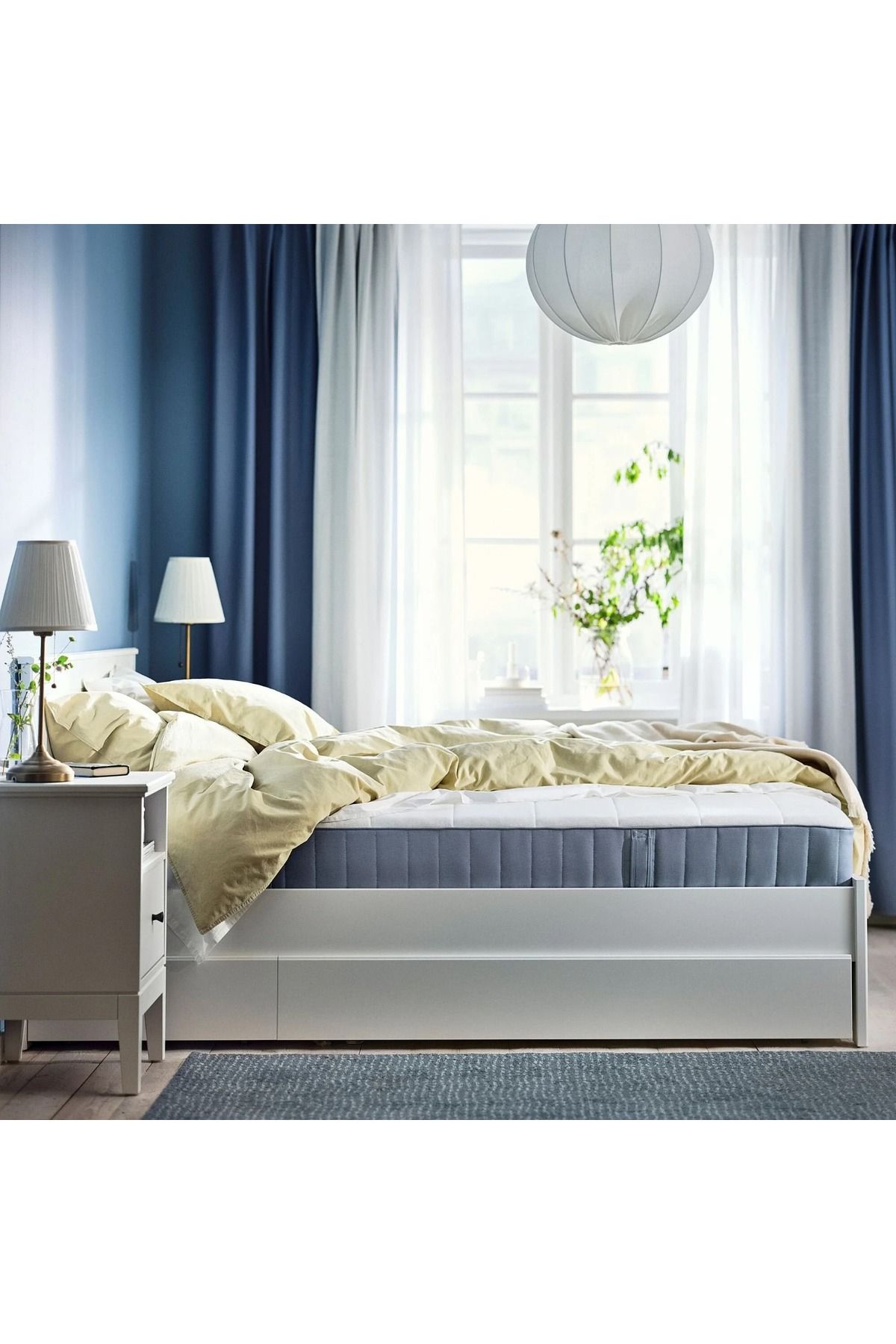 IKEA NEMOSTORE IKEA  VESTERÖY çift kişilik yatak, açık mavi, 160x200 cm, sert