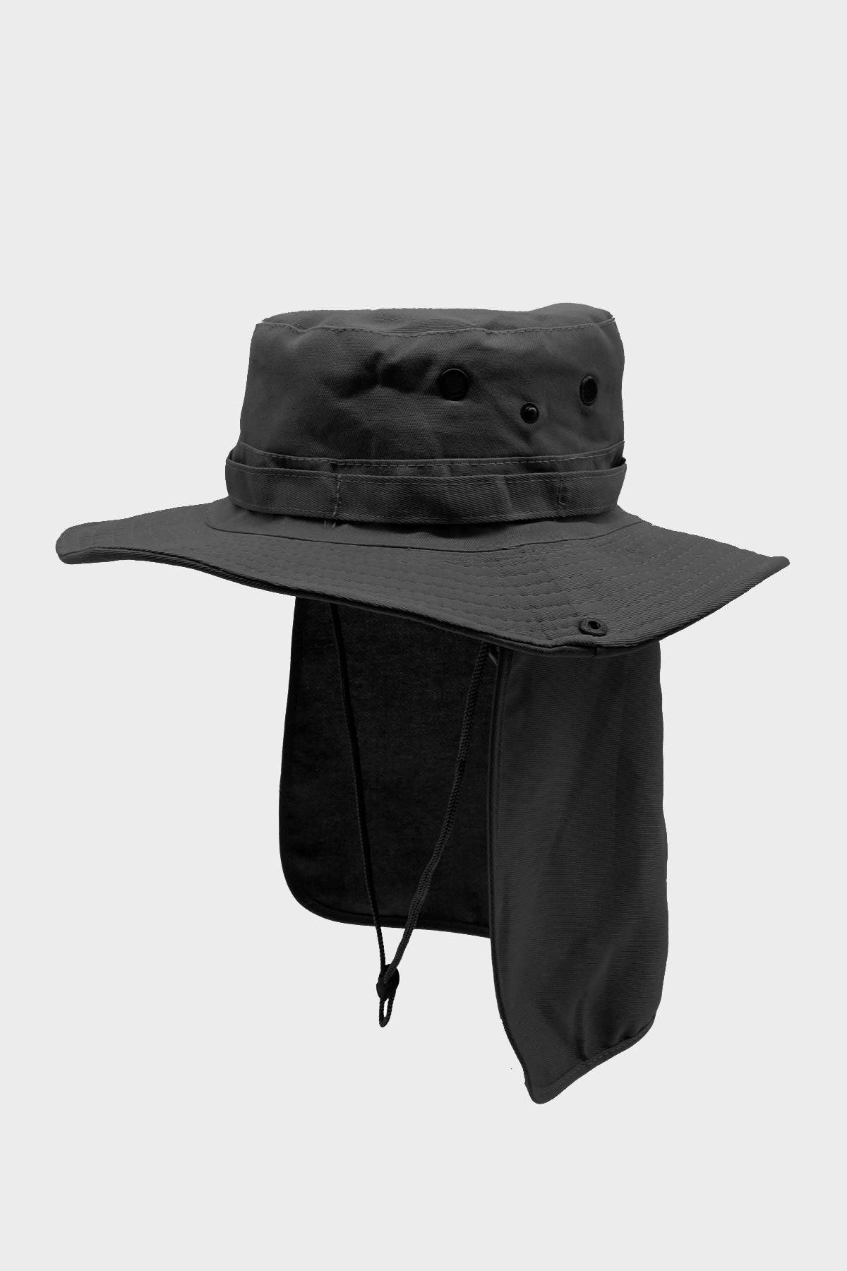 Külah Outdoor Uv Güneş Koruyucu Şapka Siyah Lejyoner Safari Şapkası
