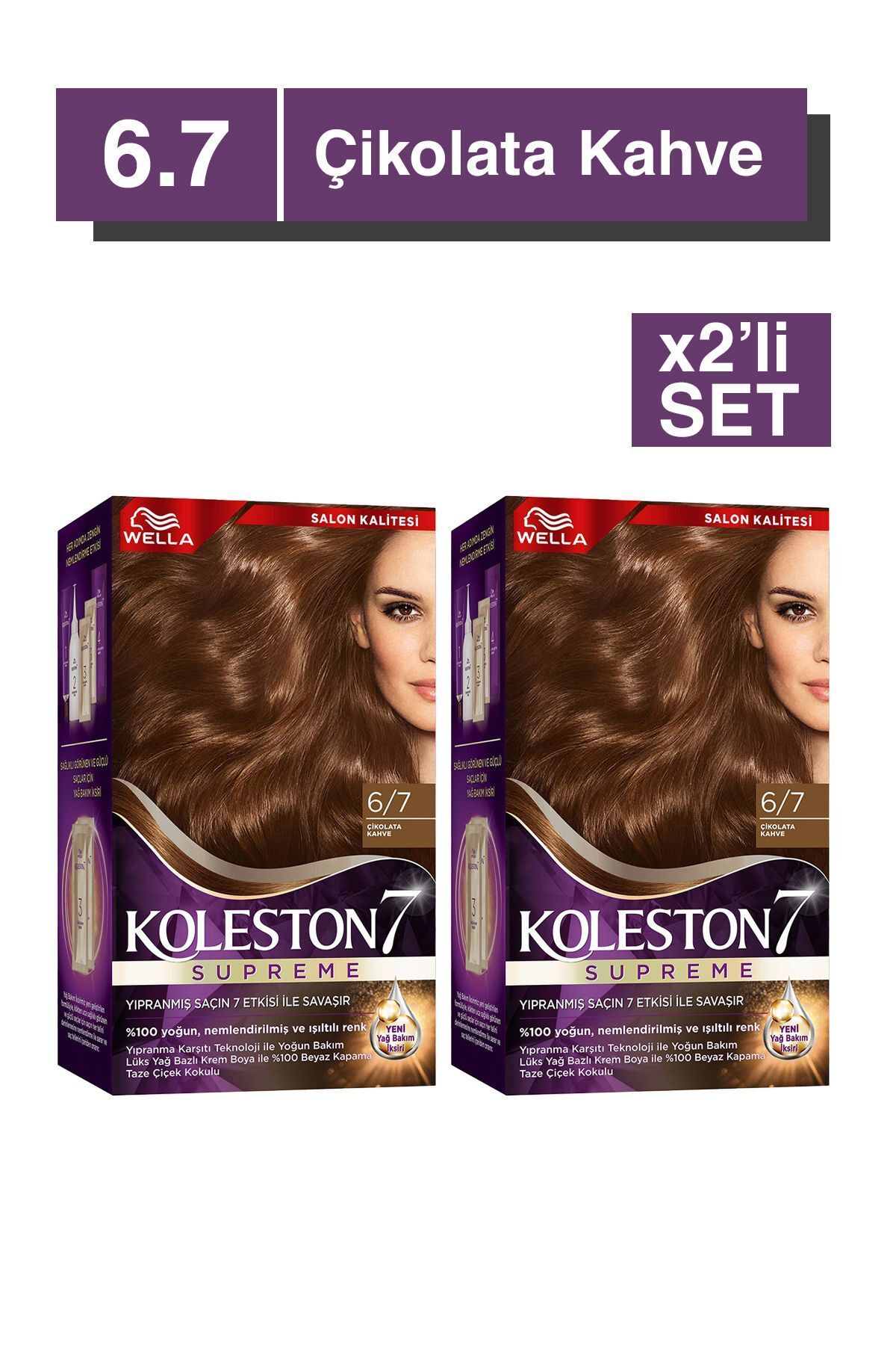 Wella Koleston Supreme Saç Boyası 6/7 Çikolata Kahve X2'li Set