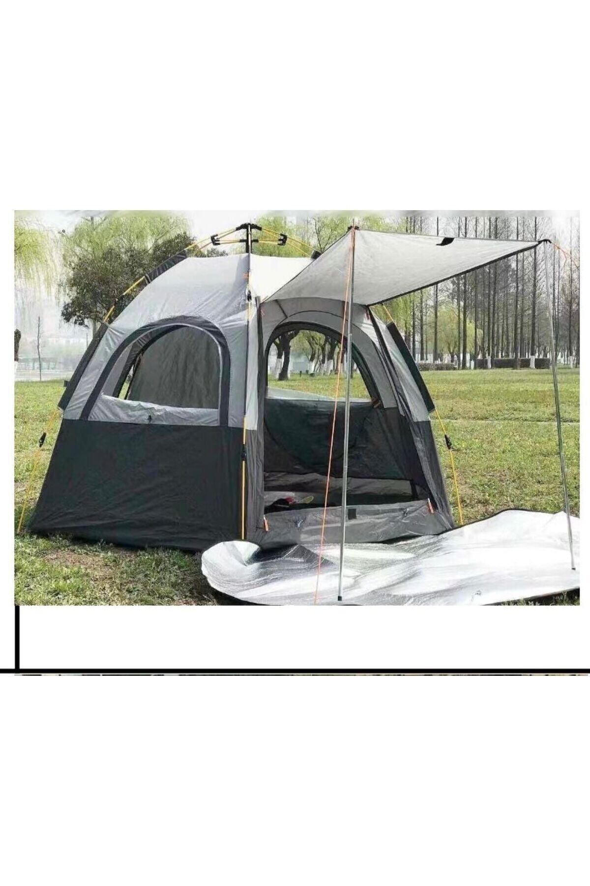faial 6 Kişilik Otomatik Tenteli Kamp Çadırı Sineklikli Çift Kapılı Kolay Kurulum Çadır 280x240x155
