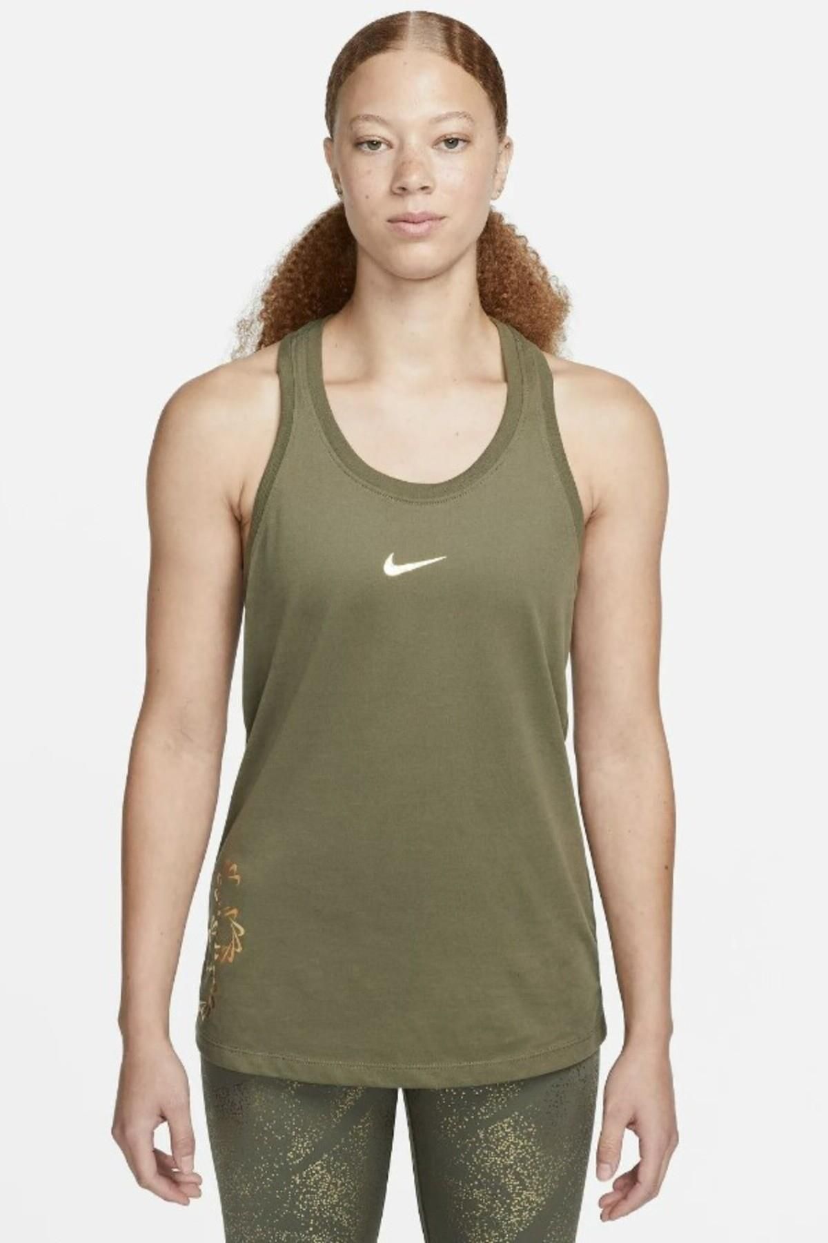 Nike Dri-FIT Tank Pro Kadın Haki Pamuklu Atlet