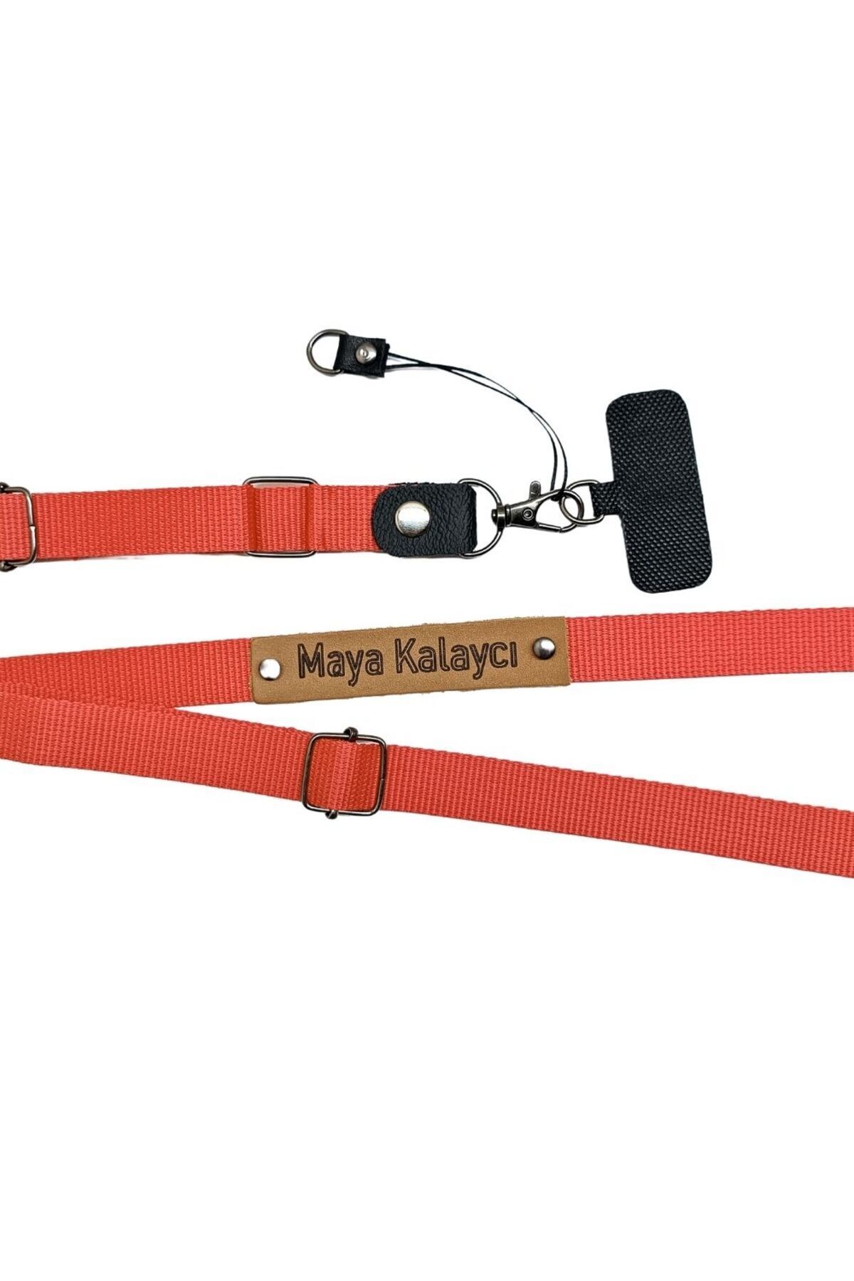 MayaArtDesign Kişiye Özel İsimli Telefon Ipi Boyun Askısı Tüm Kılıflara Uyumlu Kırmızı