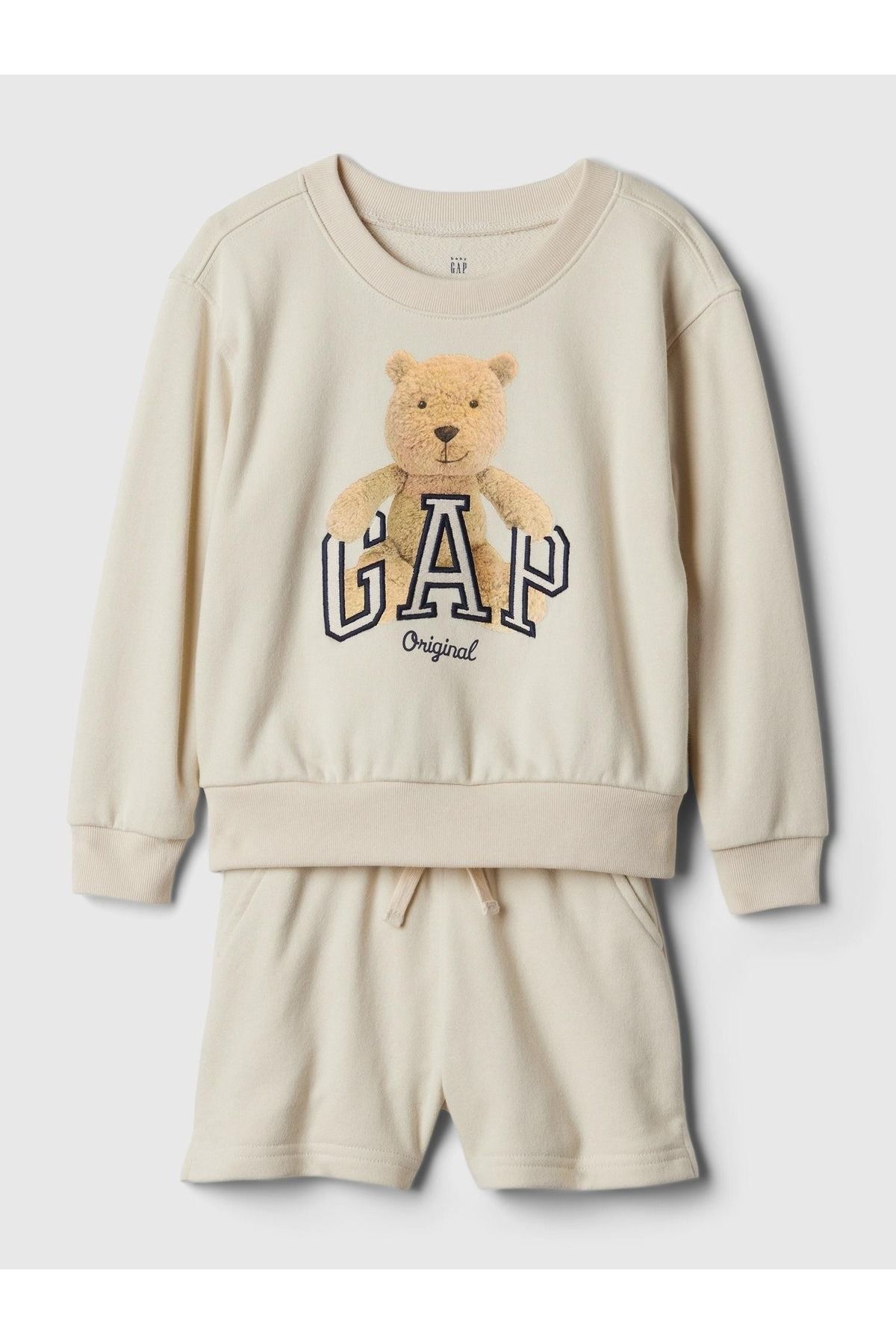 GAP Erkek Bebek Bej Gap Logo Brannan Bear Grafikli Sweatshirt Set