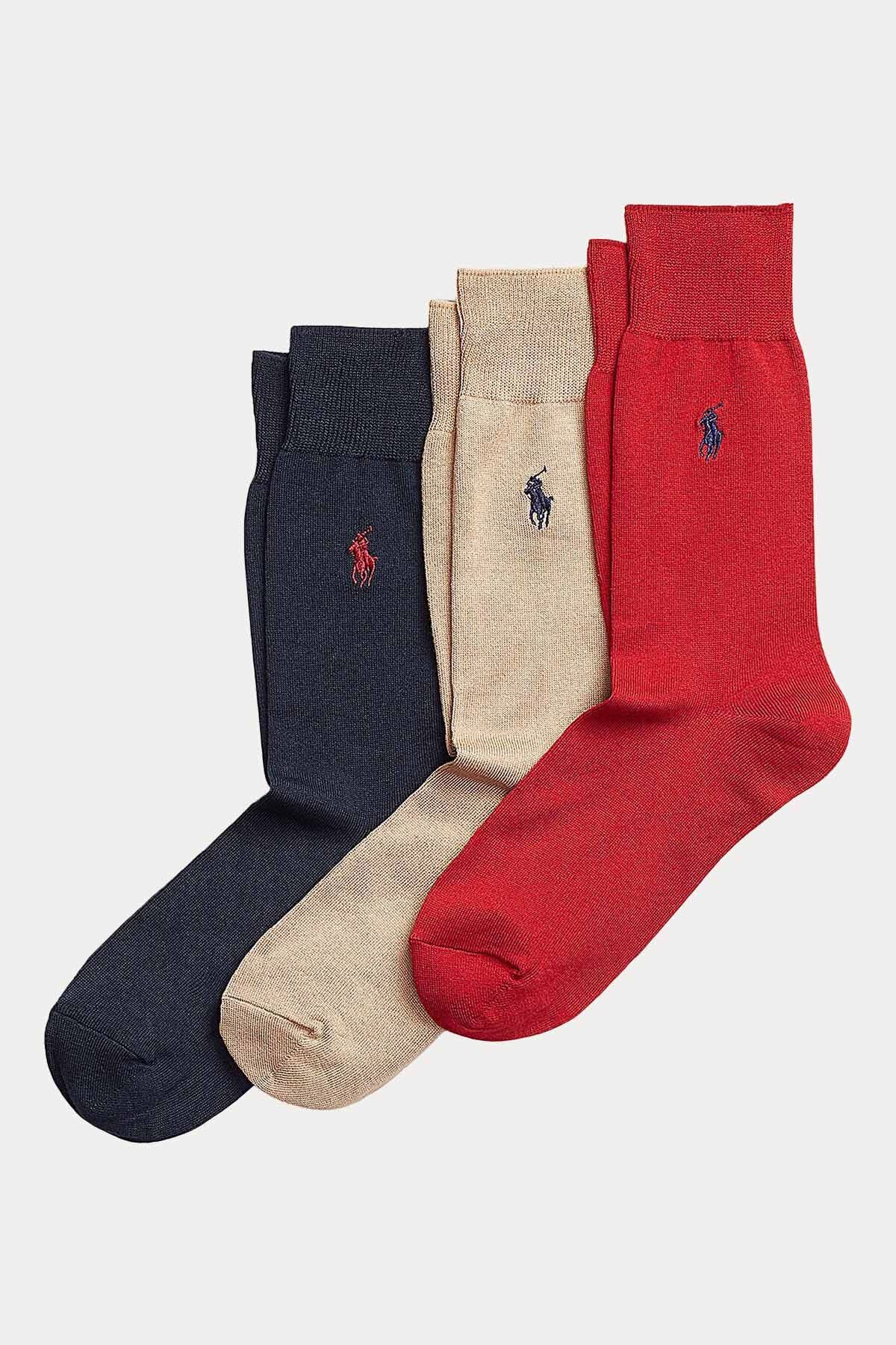 Ralph Lauren Iskoç Ipliği 3'lü Paket Çorap 43-46 / Çok Renkli