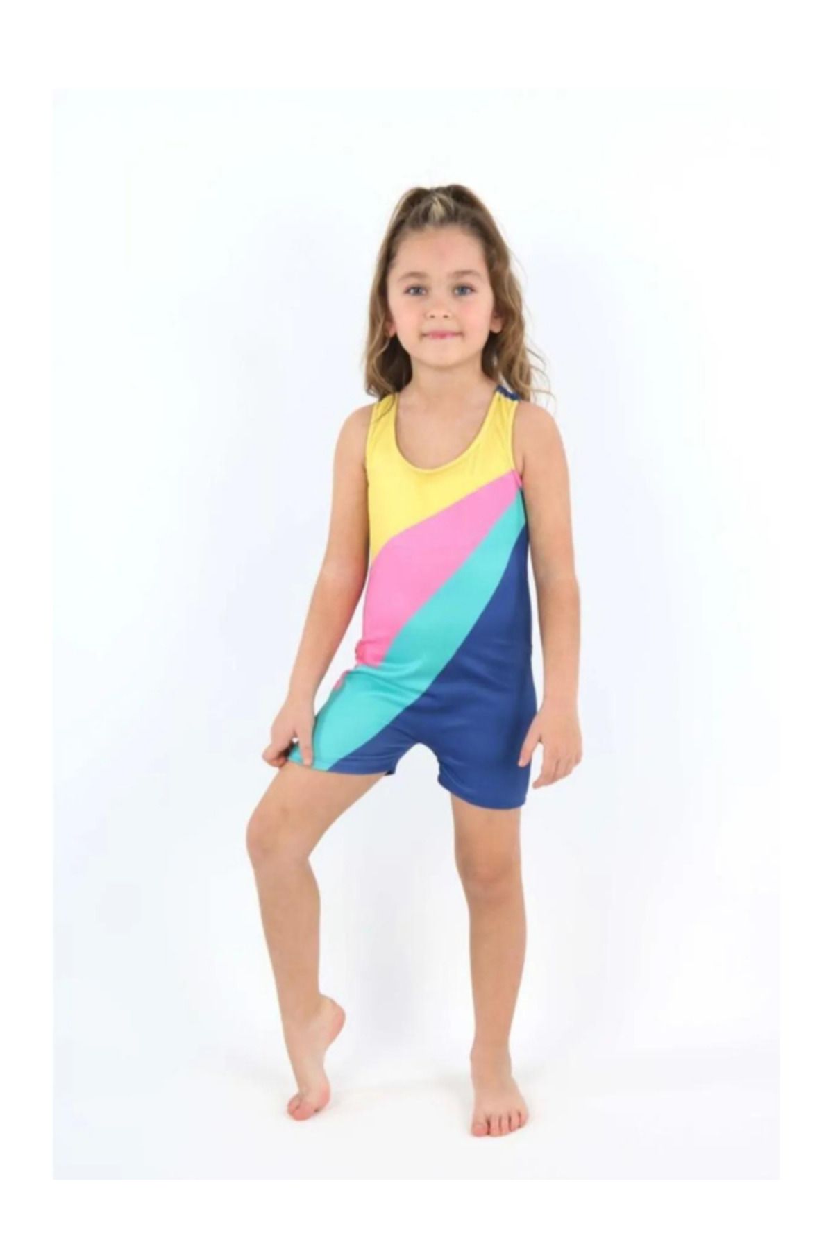 TREND Kız Çocuk Renkli Yüzücü Şortlu Mayo