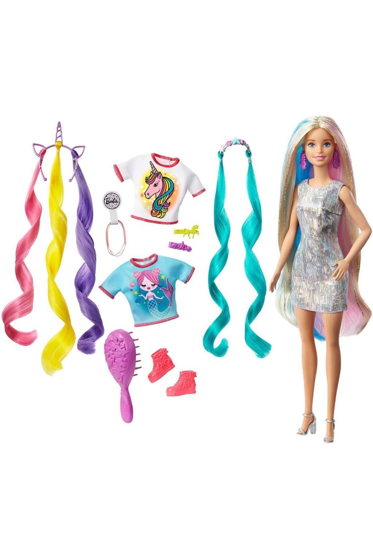 Barbie Rengarenk Saçlar Bebeği Ghn04