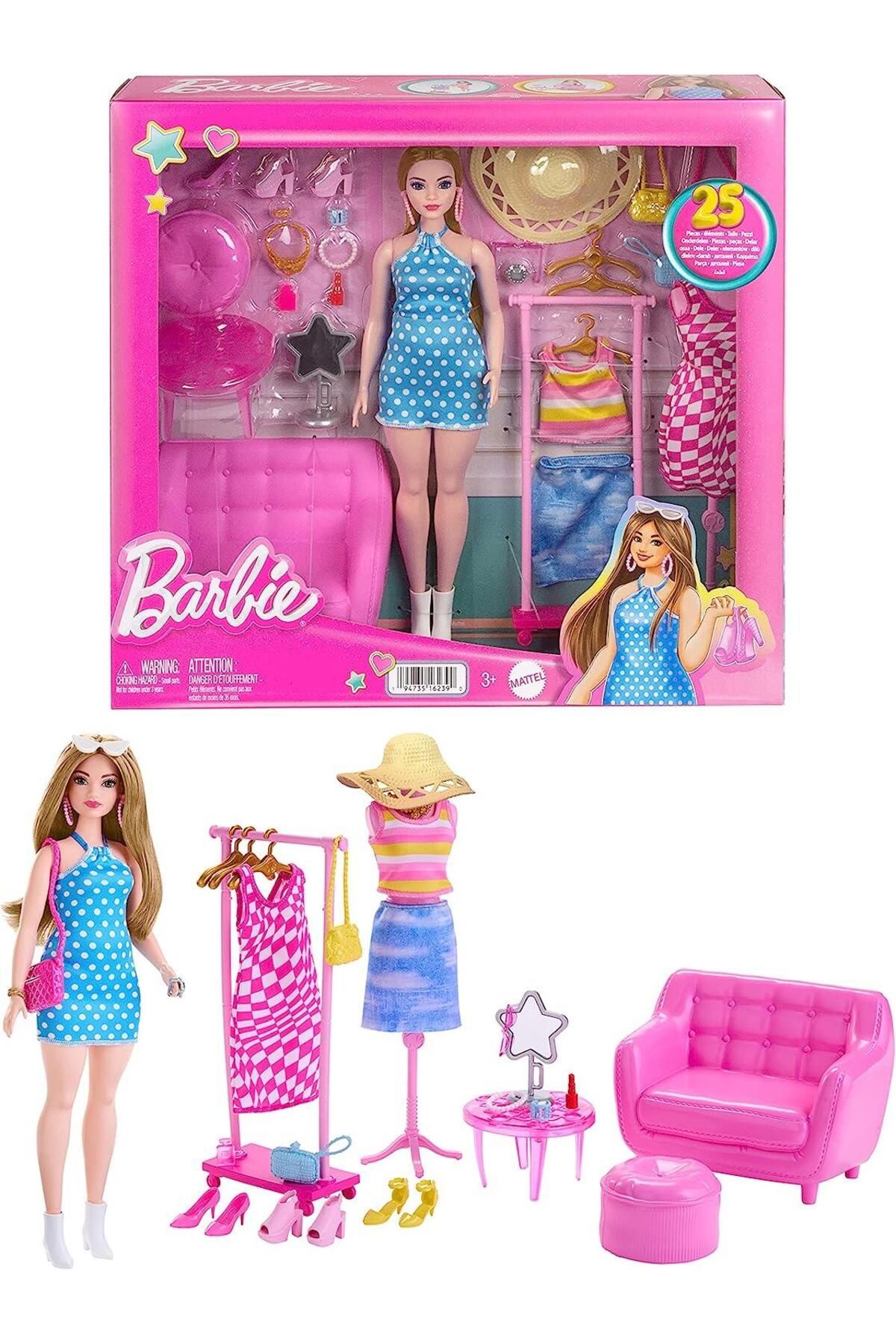 Barbie \'nin Kıyafet Ve Aksesuar Askısı Oyun Seti Hpl78