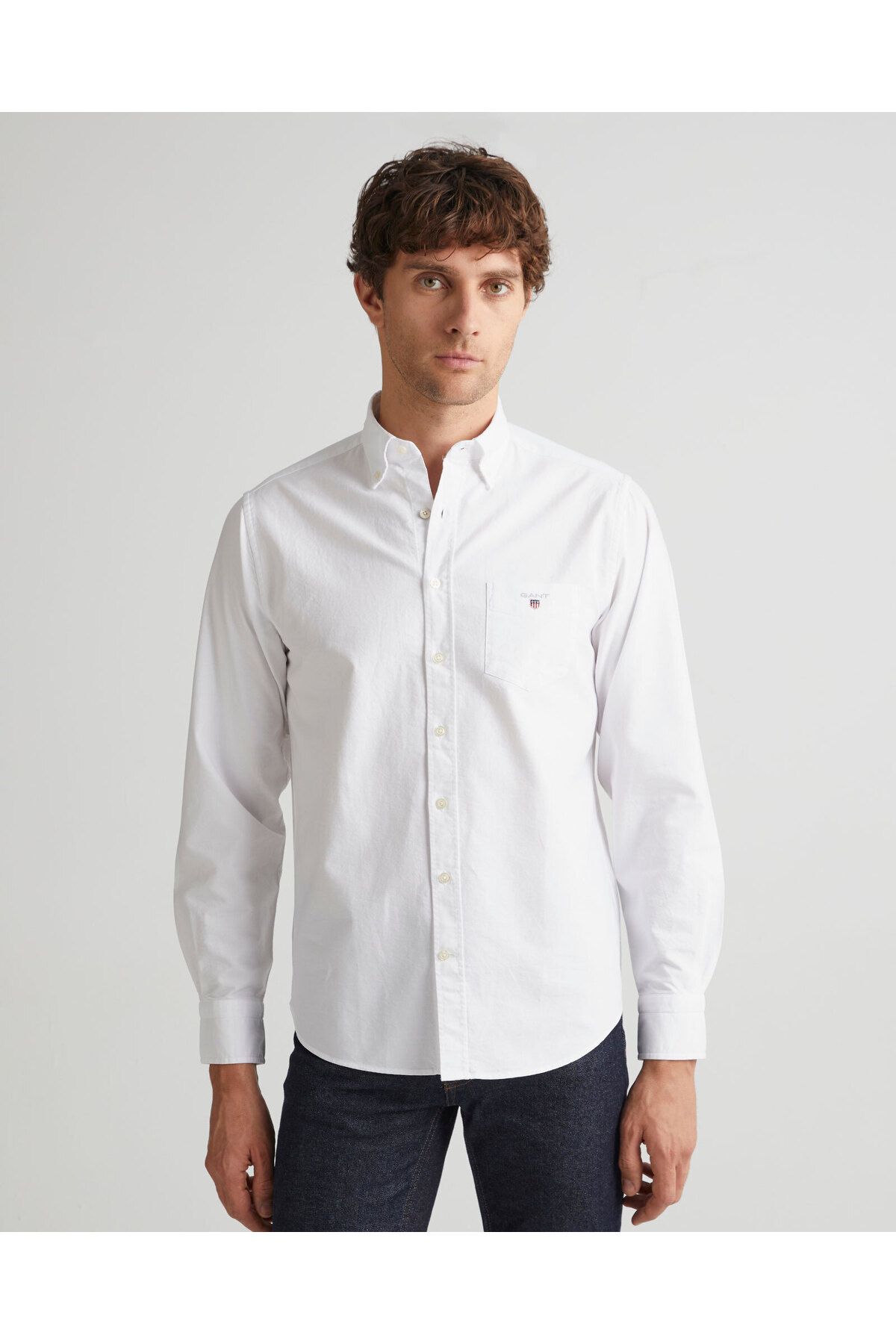 Gant Erkek Beyaz Regular Fit Düğmeli Yaka Oxford Gömlek