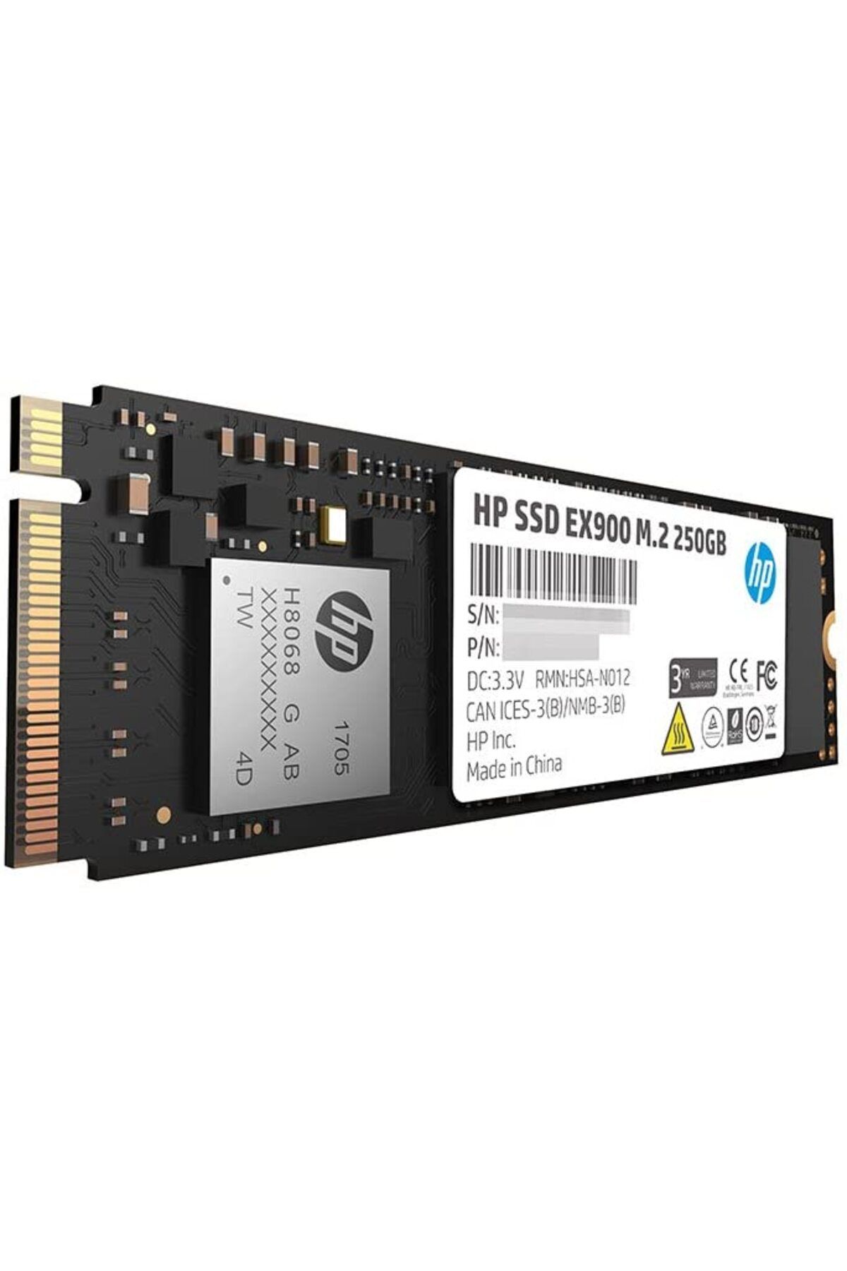 HP 250GB EX900 M.2 PCIe 3.0 x4 NVMe 3D TLC NAND 2100Mb-Sn 2YY43AA Ssd Disk