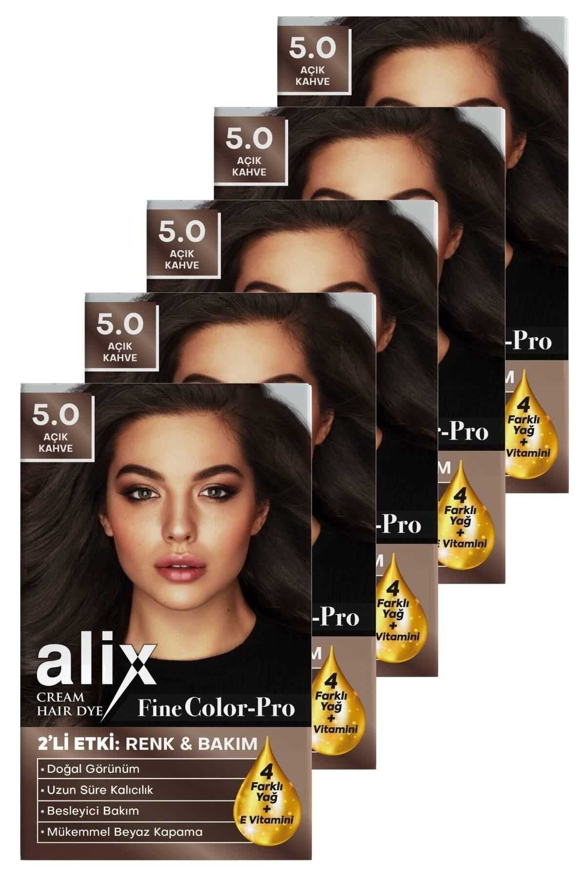 Alix Saç Boyası Kiti 5.0 Açık Kahve 50 Ml (5 Adet)