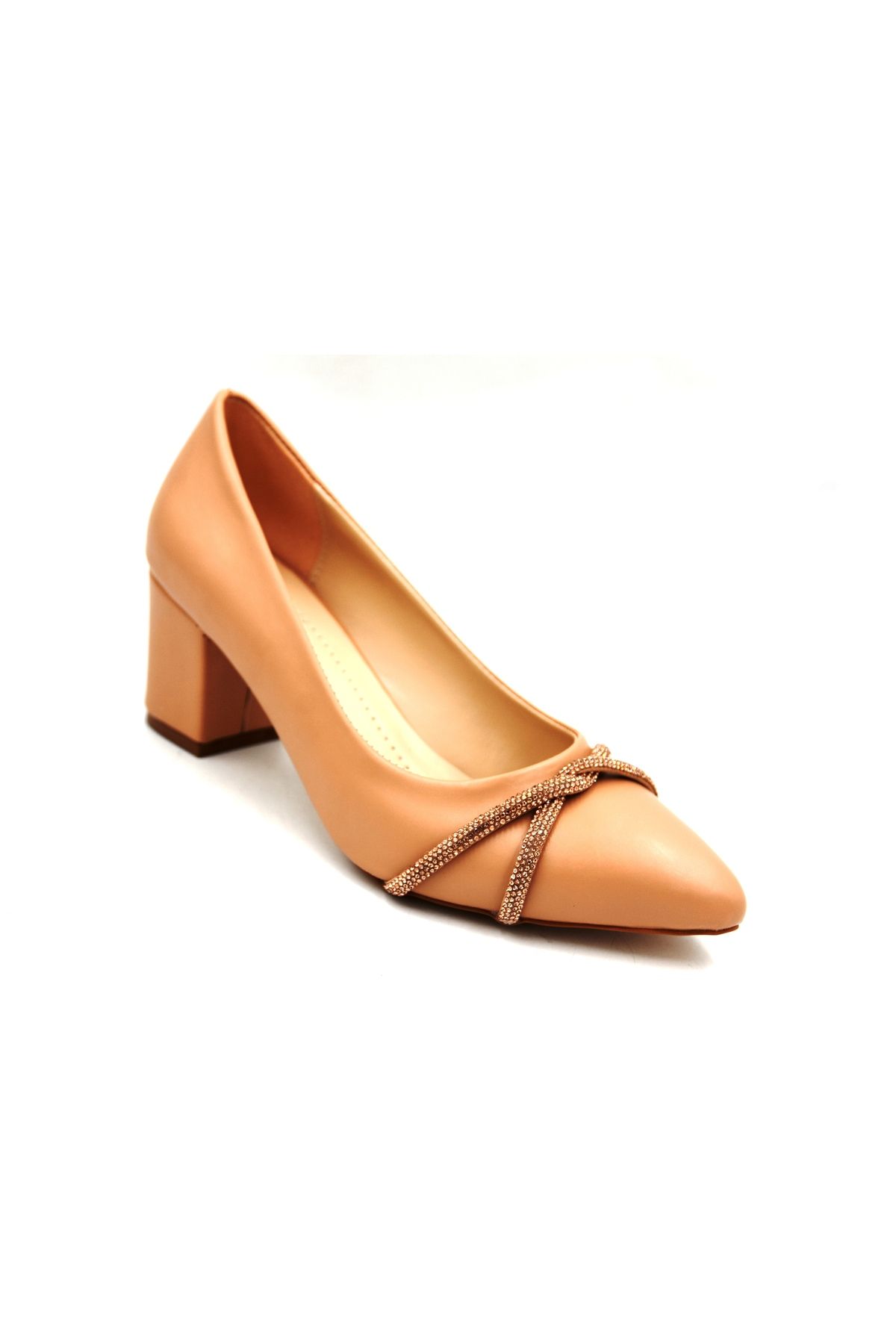 Prego (Oc Shoes) Kalın Topuklu Taş Biye Desenlik Kadın Ayakkabı NUT