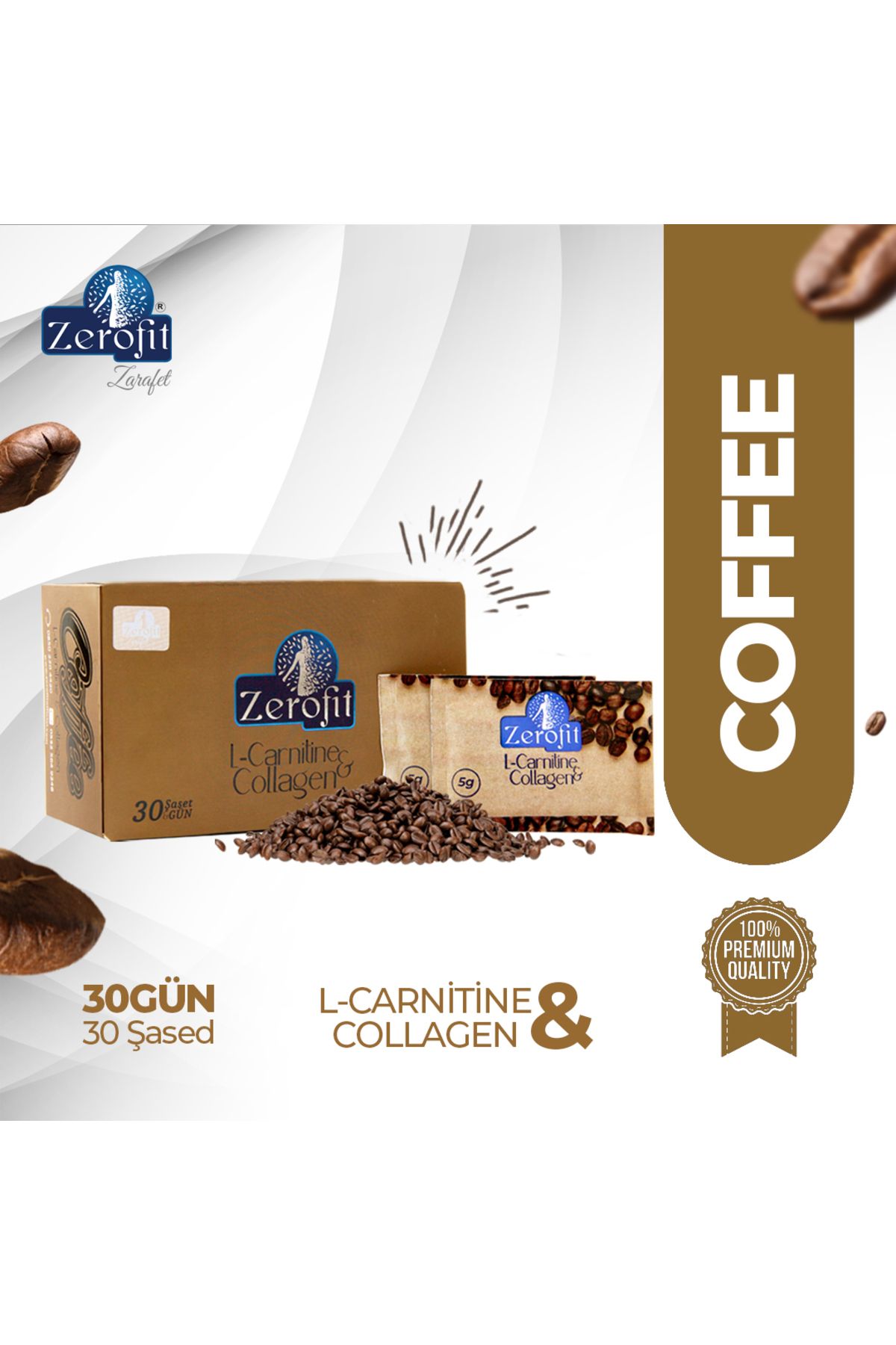 Zerofit Kolajen & L'carnitine Ekstratlı 30 Şase Form Kahve 150 Gr Detoks