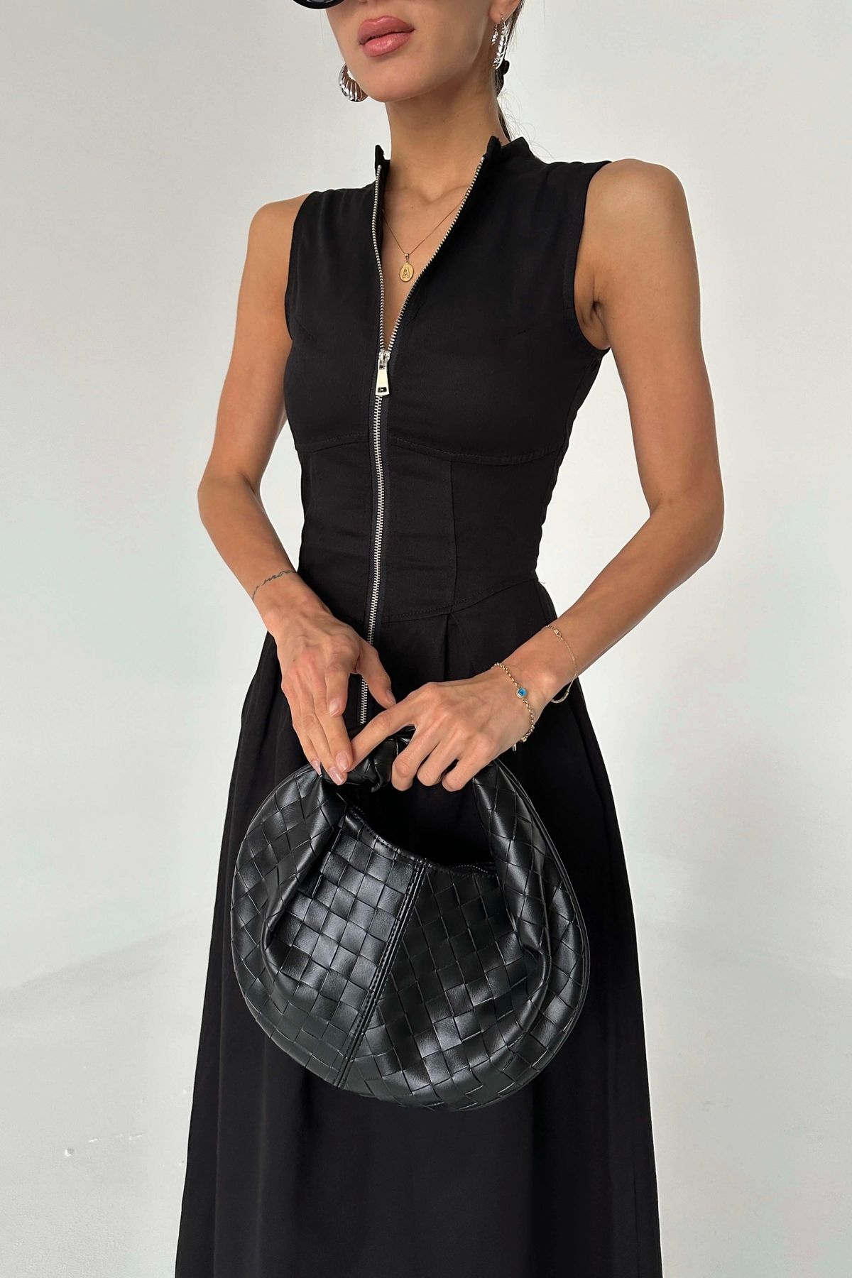 Eka Kadın Siyah Fermuar Detay Elbise 1007-2024-02
