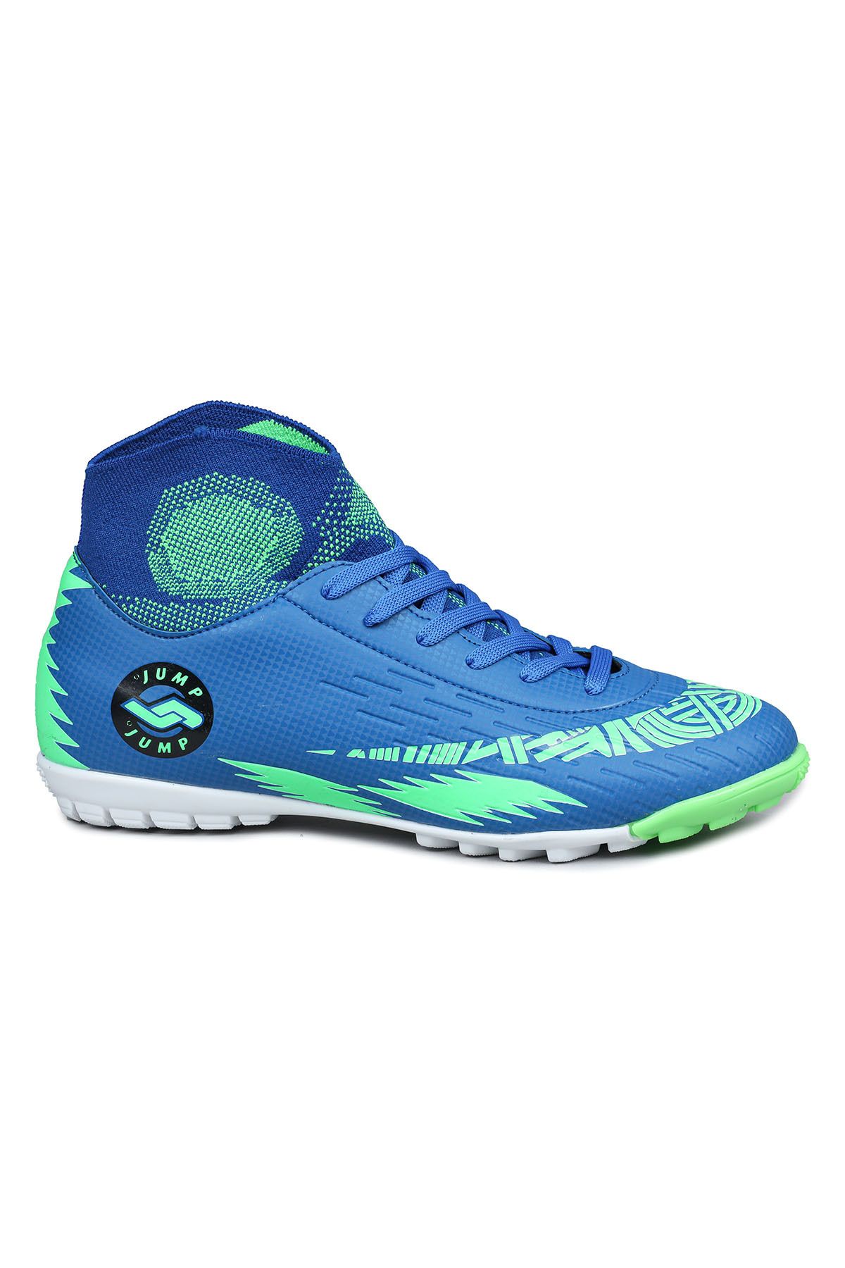 Jump 28366 Çoraplı Saks Mavi - Yeşil Halı Saha Kramponu Futbol Ayakkabısı