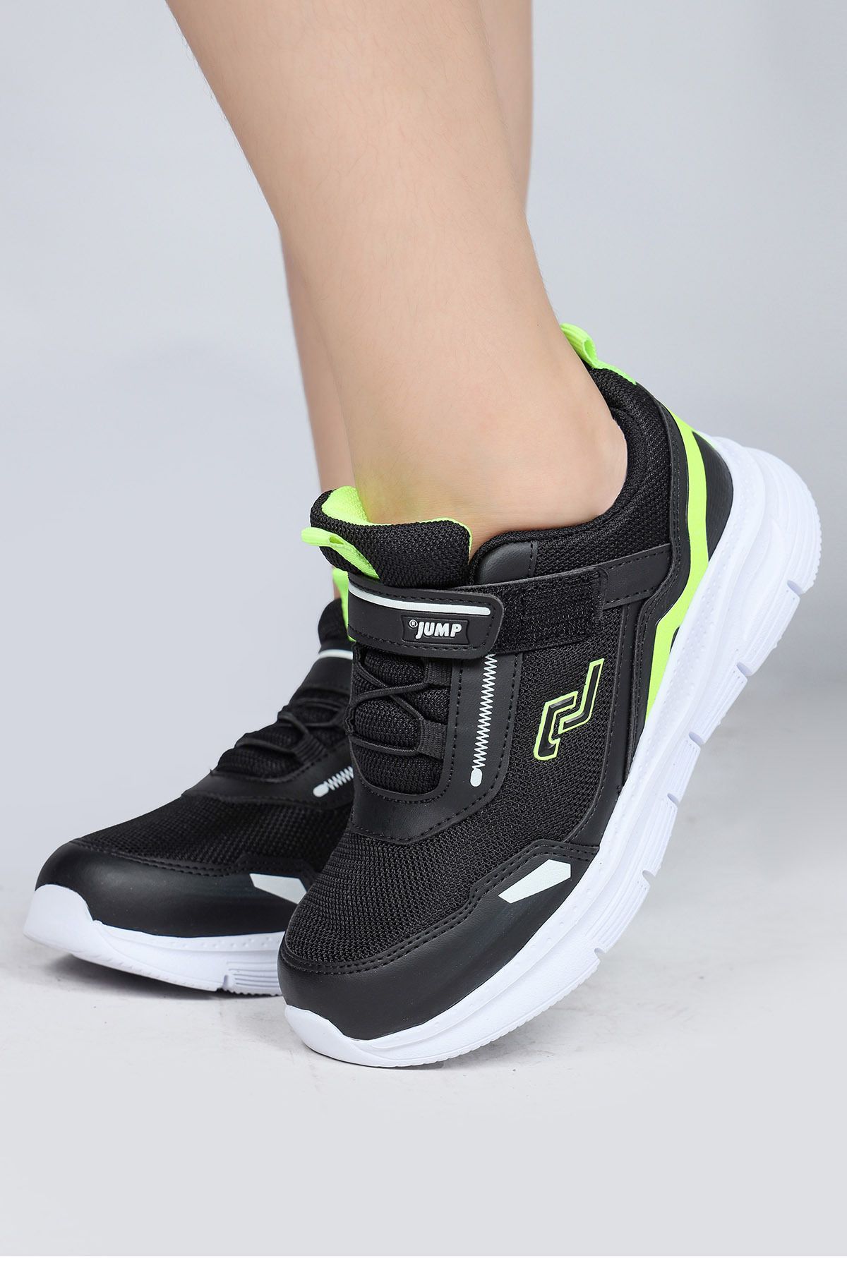 Jump 28101 Cırtlı Siyah - Beyaz Üniseks Çocuk Sneaker Günlük Spor Ayakkabı