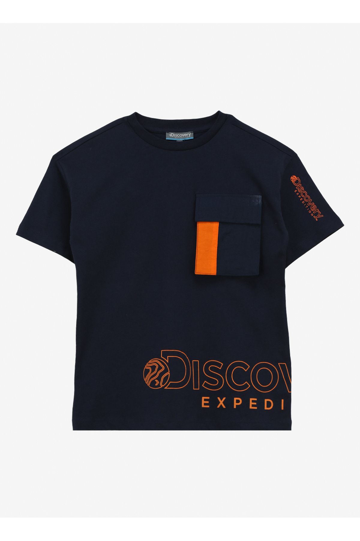 Discovery Expedition Lacivert Erkek Çocuk Bisiklet Yaka Oversize Baskılı T-shirt D4sb-tst3044