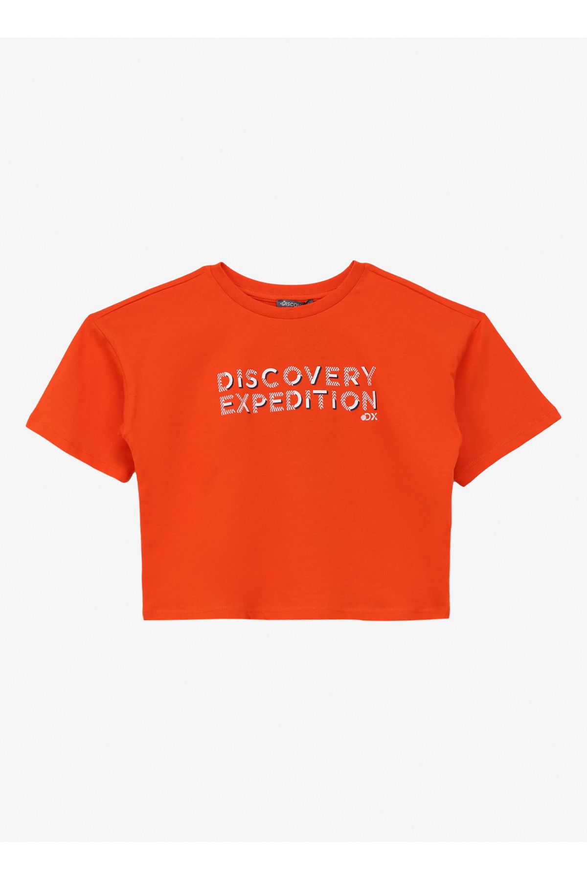 Discovery Expedition Turuncu Kız Çocuk Bisiklet Yaka Oversize Baskılı T-shirt D4sg-tst3103