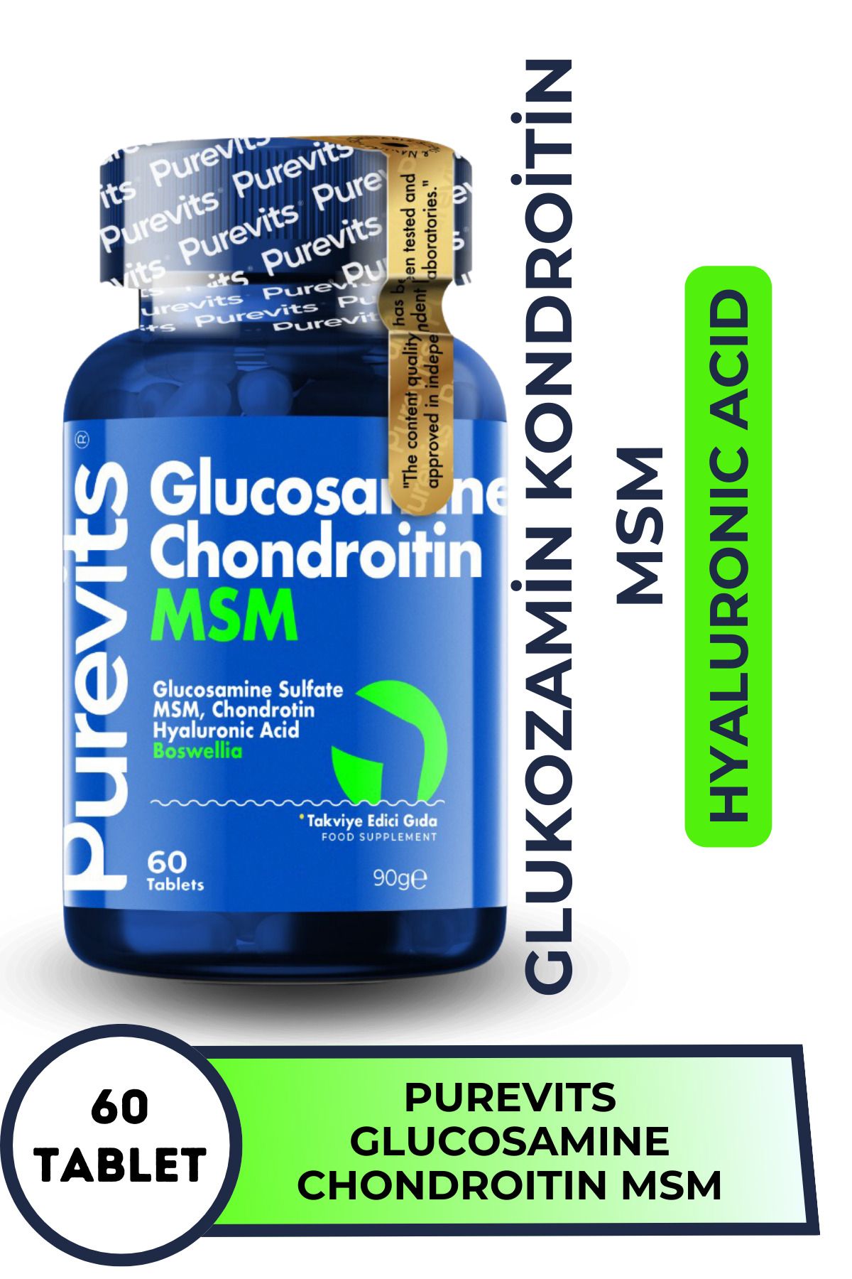 Purevits Glucosamine - Chondroitin - MSM – Boswellia - Hyaluronik Asit - 60 Adet Tablet