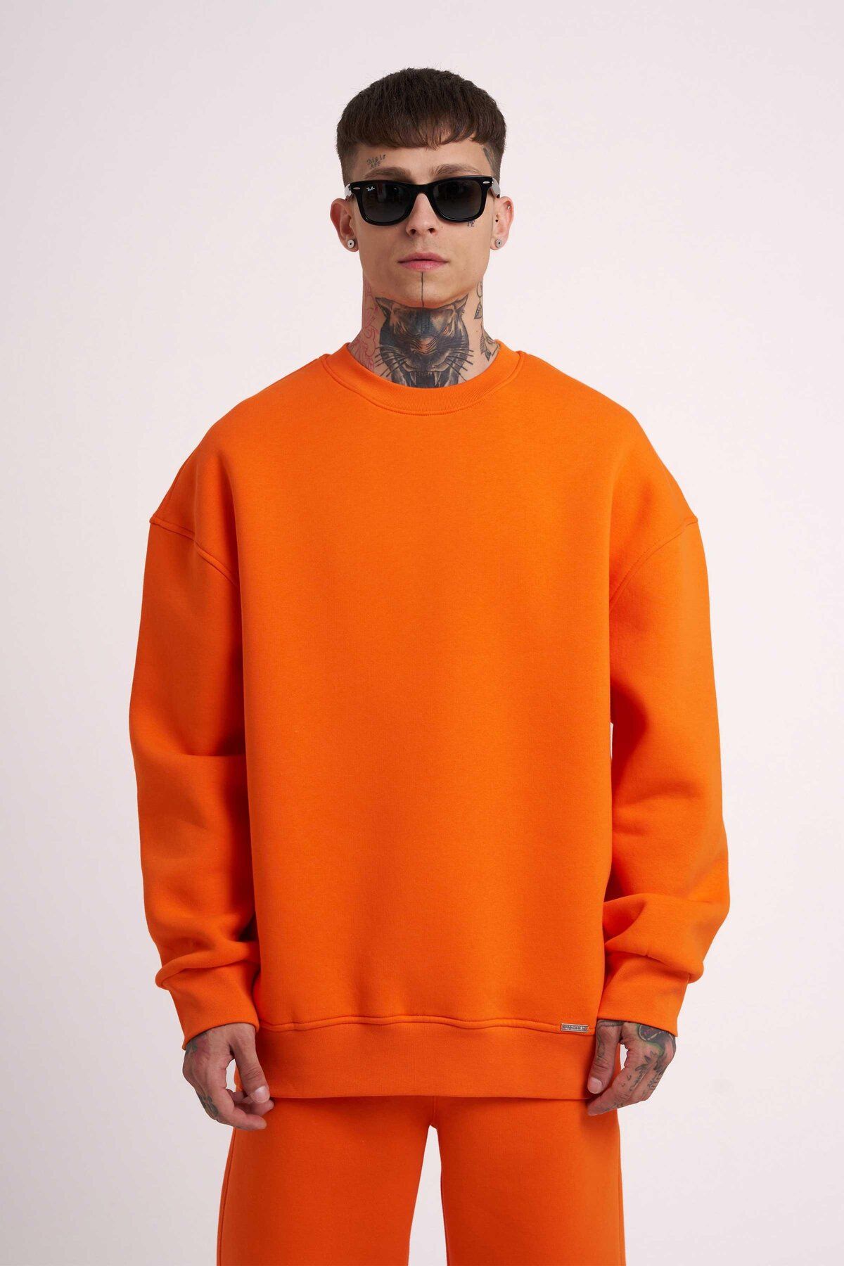 Machinist Erkek Basic Oversize Turuncu Sweatshirt