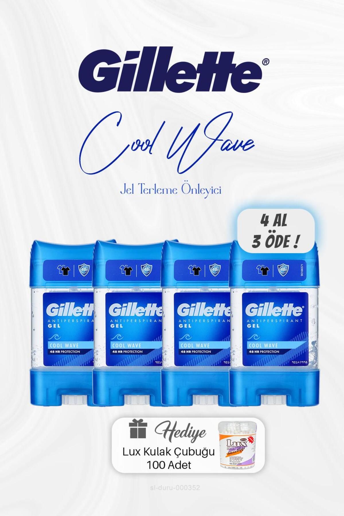 Gillette 4 AL 3 ÖDE Gillette Jel Cool Wave Terleme Önleyici 70 ml, Kulak Çubuğu Hediyeli