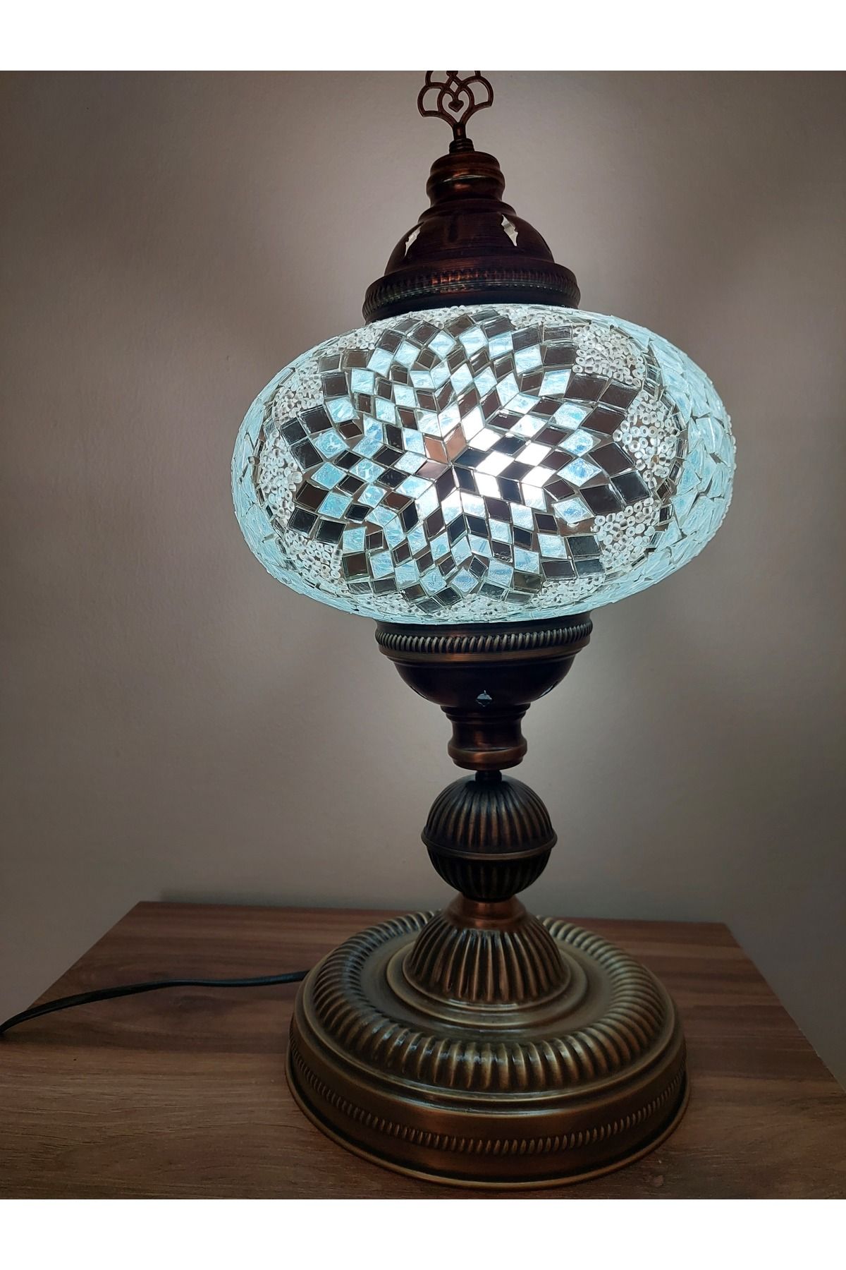 NiceandBonita Büyük Boy Mozaik  Abajur, Türk Lambası El Yapımı, 57 cm