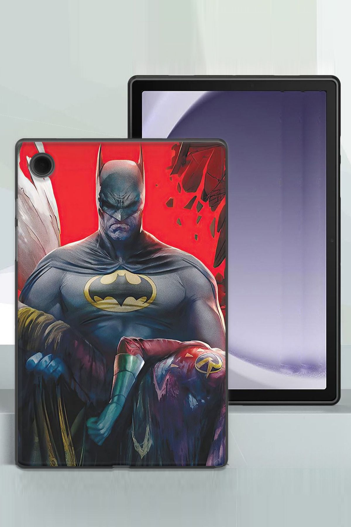 Lopard Galaxy Tab A SM-T510 10.1 inç Uyumlu  Kılıf Animasyon 8 Batman Siyah Tablet Koruyucu