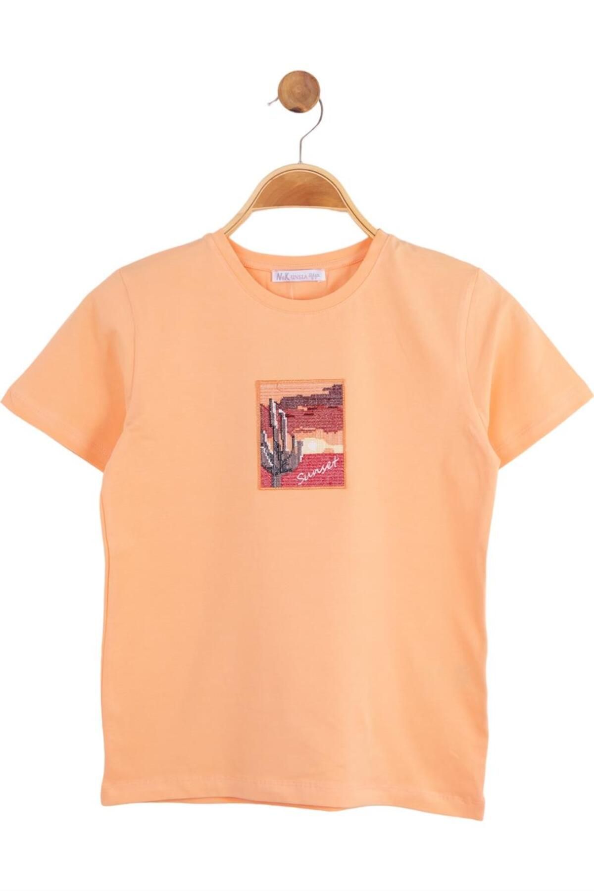 Nk Kids Erkek Çocuk Kaktüs Işlemeli Kısa Kol T-shirt 44316 Somon