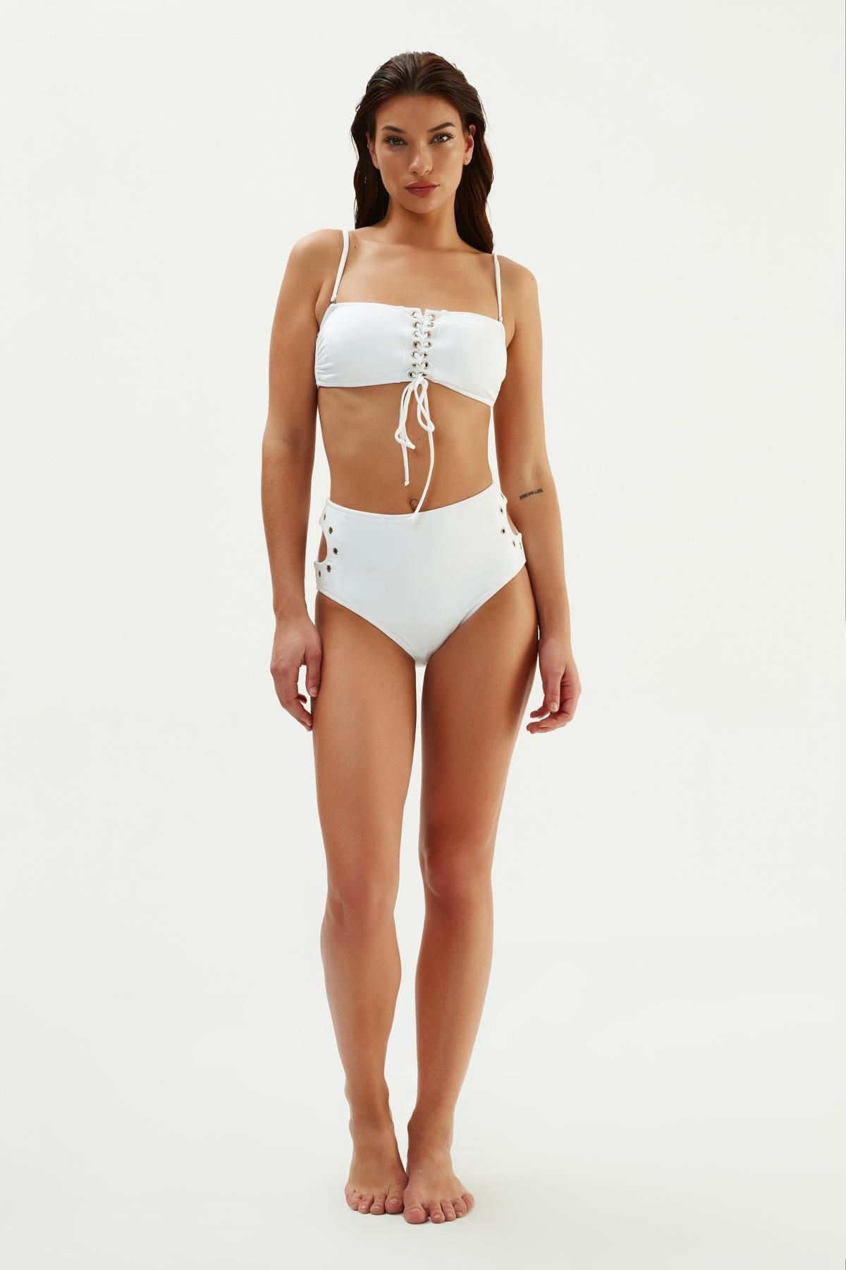 Eros 2027 Beyaz Straplez Bikini Takımı