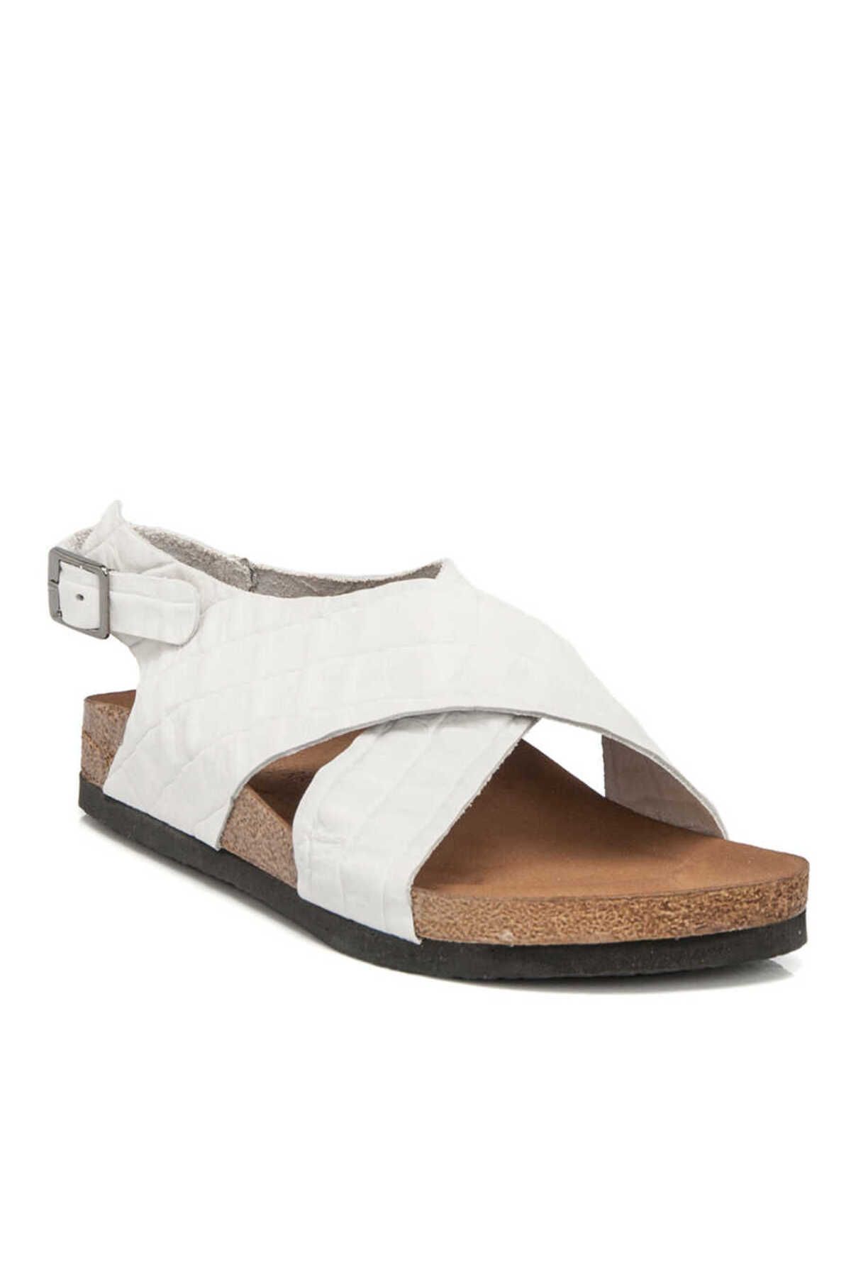 Tergan Beyaz Deri Kadın Sandalet - K21Y1SN65564-O71