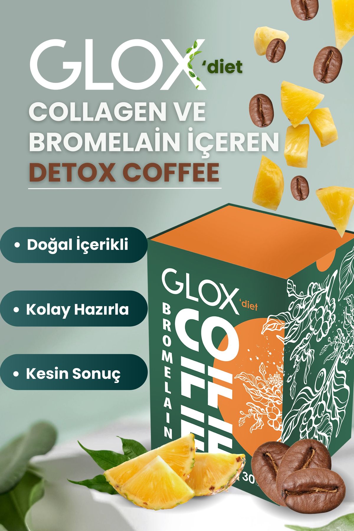 GLOX Kolajen Ve Bromelain Formül Ile Detox Kahvesi 30 Adet