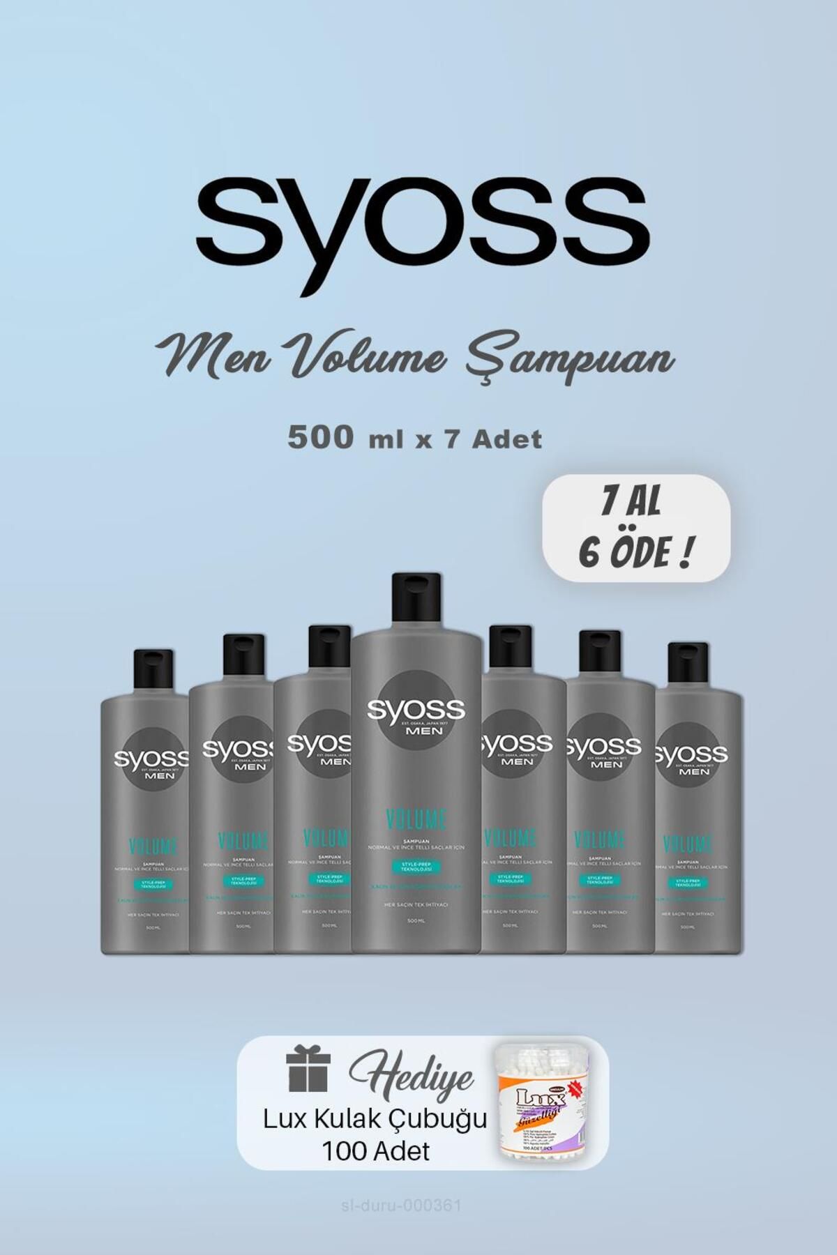 Syoss 7 AL 6 ÖDE Syoss Men Volume Şampuan 500 ml, Kulak Çubuğu Hediyeli